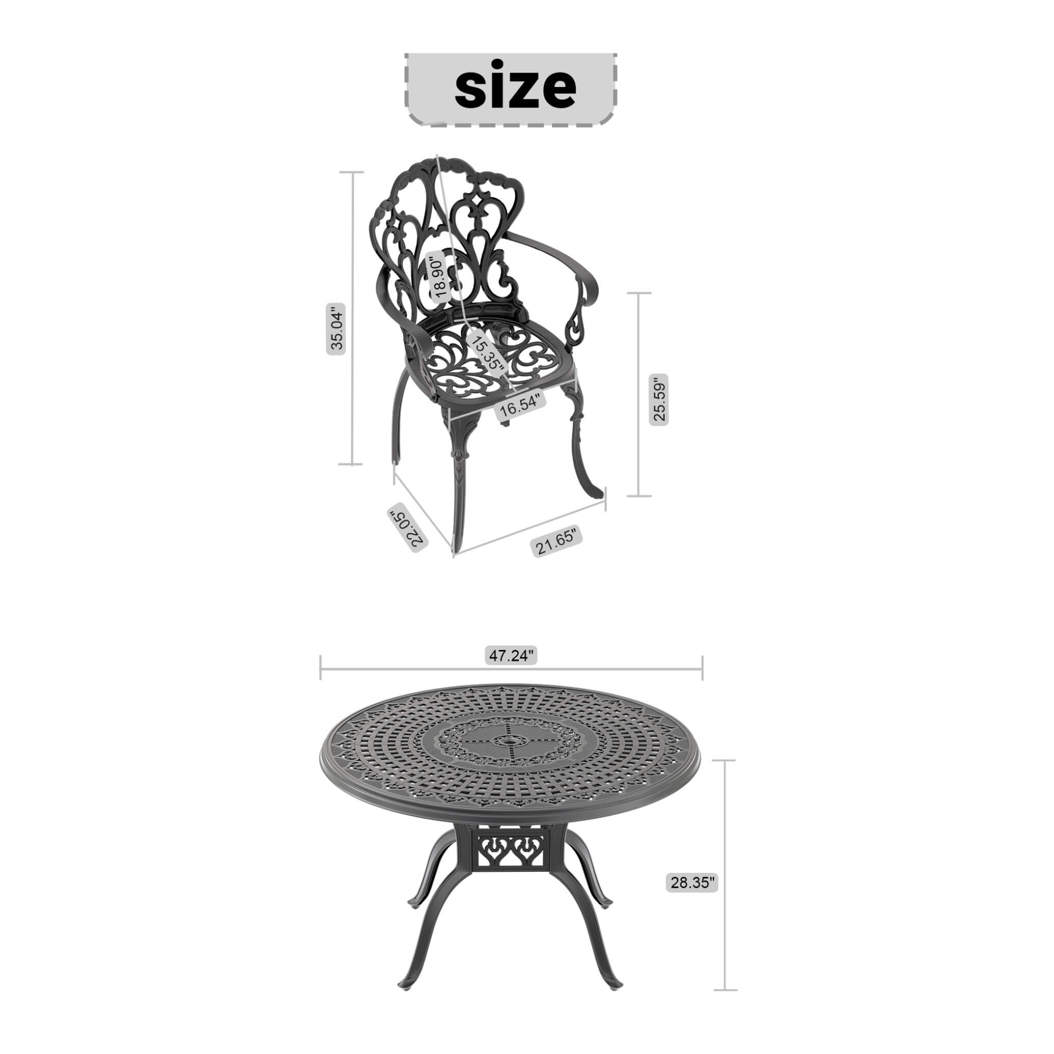 Alora 7-Piece Cast Aluminum Patio Furniture Set With Black Frame And Off-White Cushions (SAK12948)