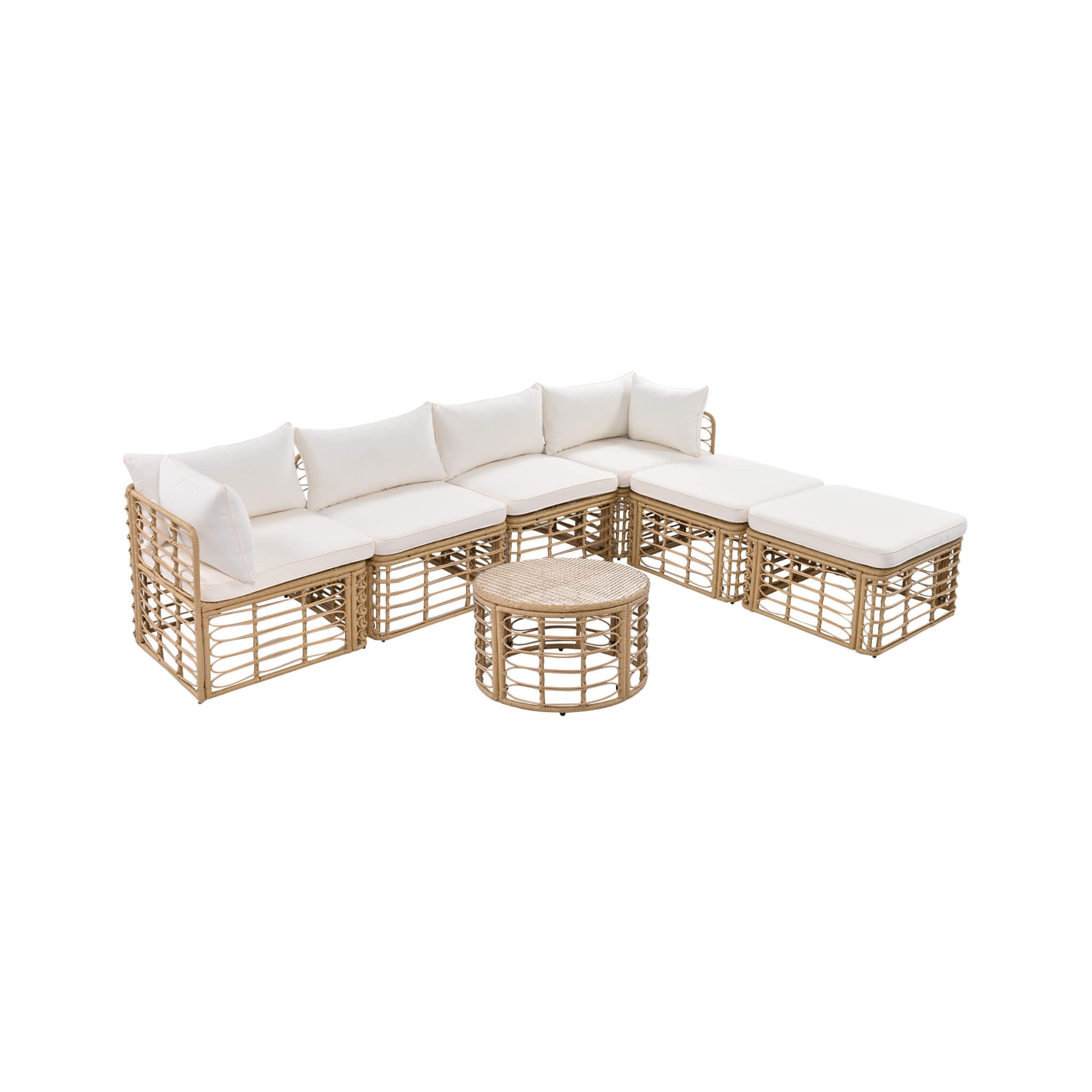 Alora 7-Piece Outdoor All-Weather Rattan Patio Sofa Set With Cushions (SAK47230)