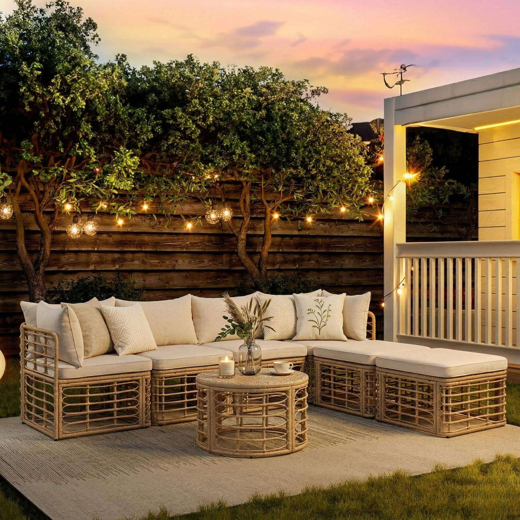Alora 7-Piece Outdoor All-Weather Rattan Patio Sofa Set With Cushions (SAK47230)
