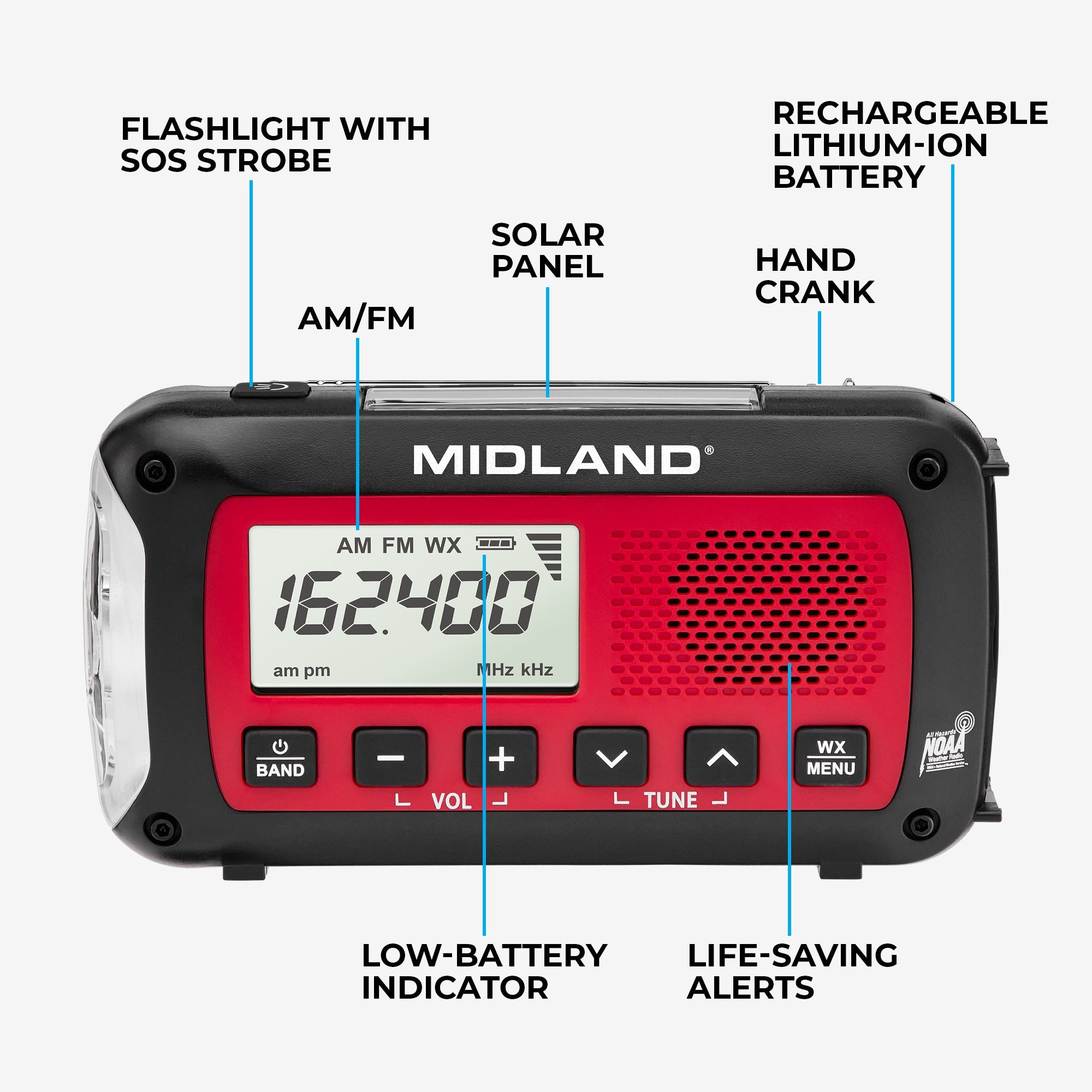 Portable Emergency Weather Alert Crank Radio