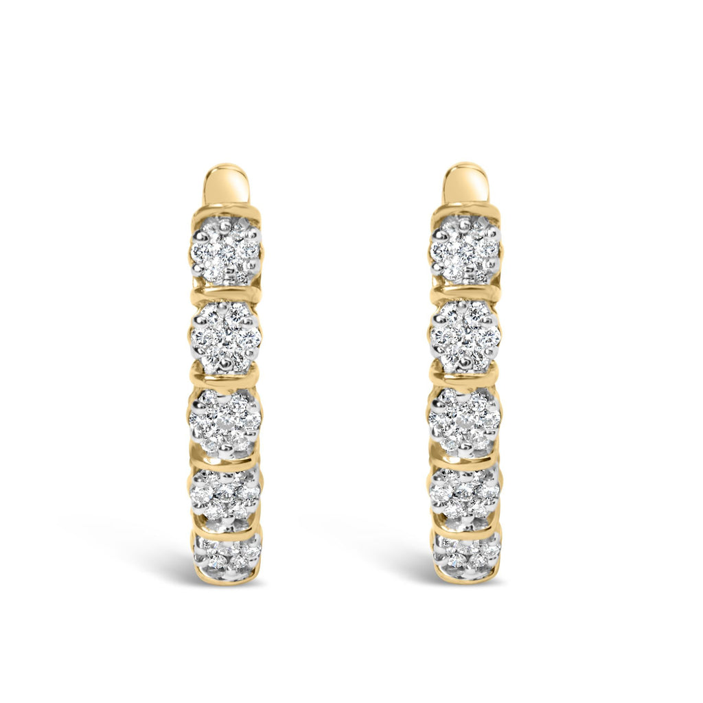 14k Yellow Gold 1/2 Cttw Diamond Cluster Hoop Earrings (H-I Color, SI2-I1 Clarity) - The misfit market