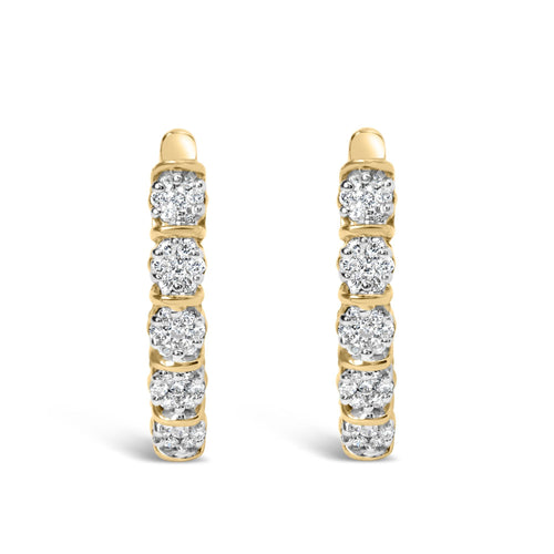 14k Yellow Gold 1/2 Cttw Diamond Cluster Hoop Earrings (H-I Color, SI2-I1 Clarity) - The misfit market