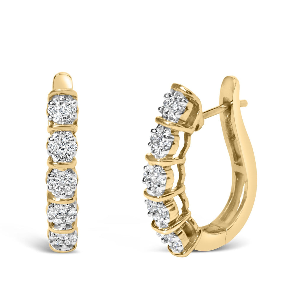 14k Yellow Gold 1/2 Cttw Diamond Cluster Hoop Earrings (H-I Color, SI2-I1 Clarity) - The misfit market