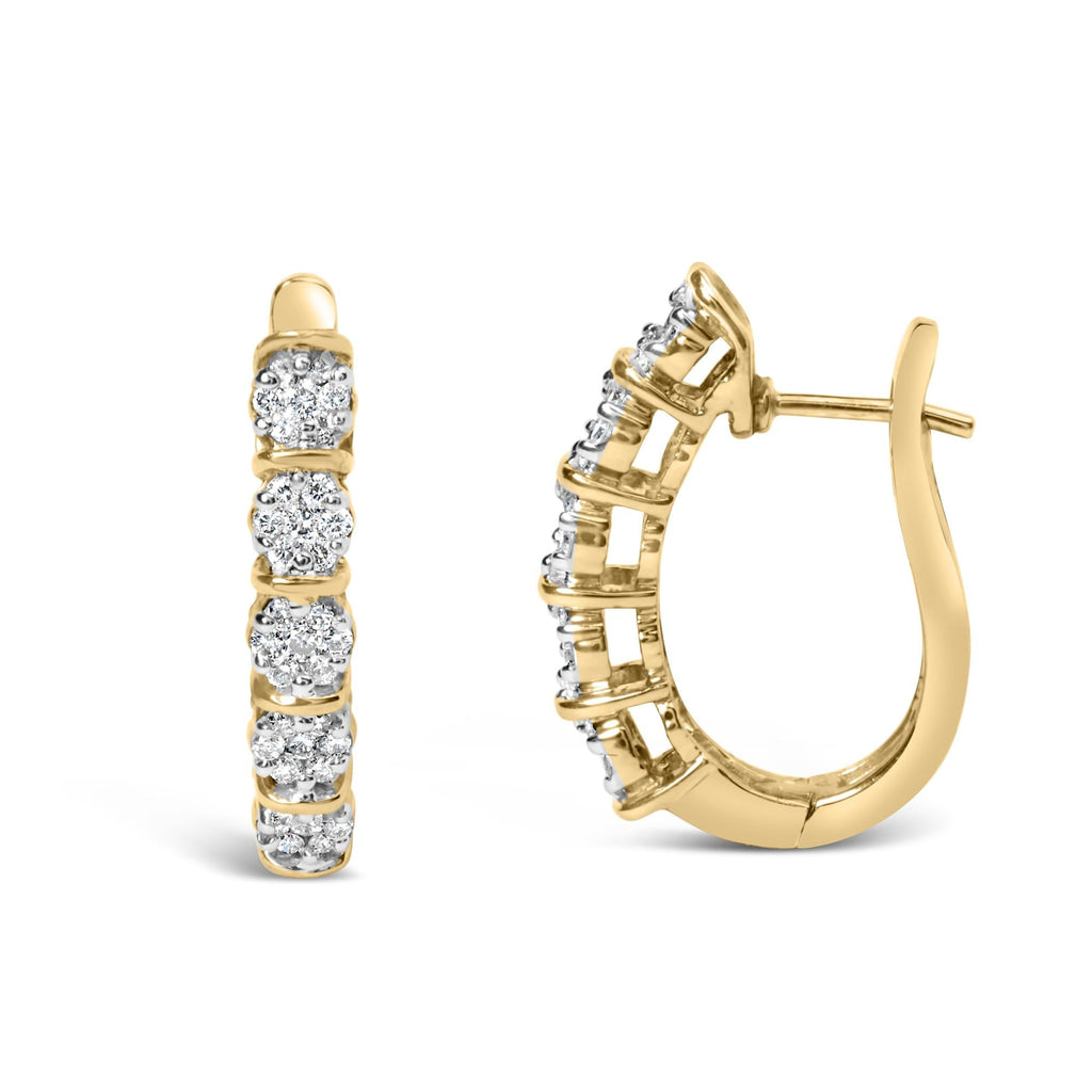 14k Yellow Gold 1/2 Cttw Diamond Cluster Hoop Earrings (H-I Color, SI2-I1 Clarity) - The misfit market