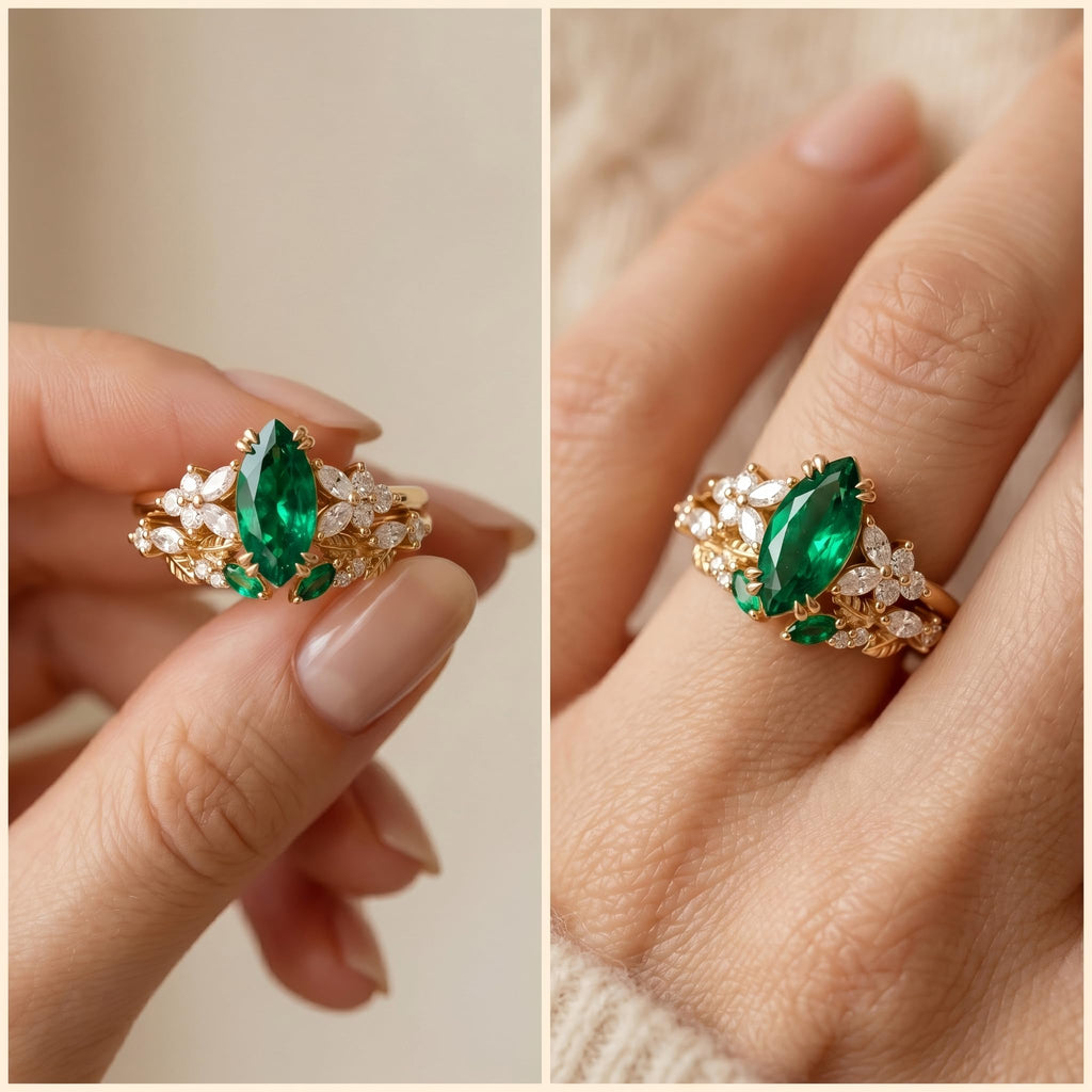 Emerald Ring For Women One To Three Carat In 10K 14K Or 18K Gold May Birthstone Wedding Promise Ring Free Engraving - The misfit market