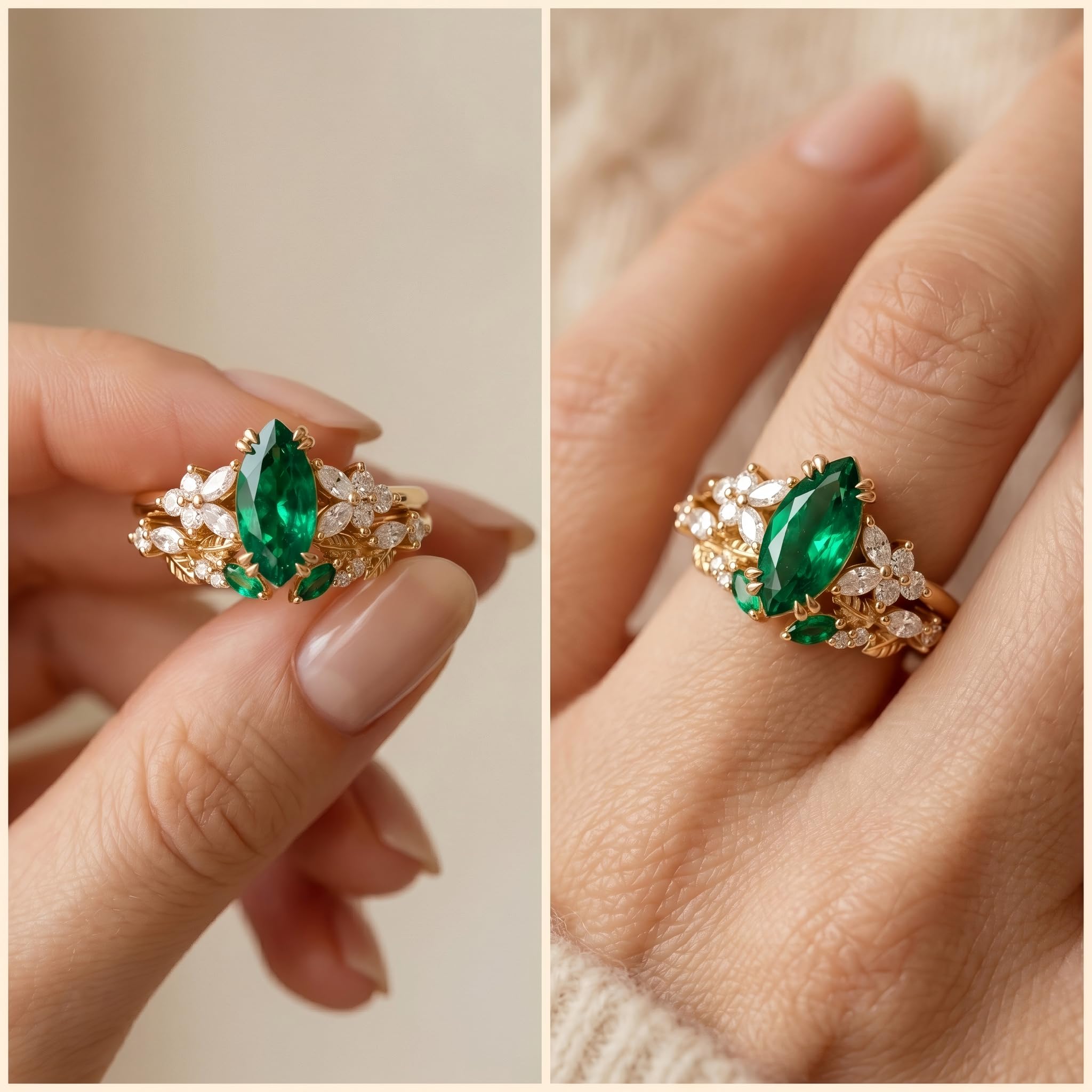 Emerald Ring For Women One To Three Carat In 10K 14K Or 18K Gold May Birthstone Wedding Promise Ring Free Engraving - The misfit market