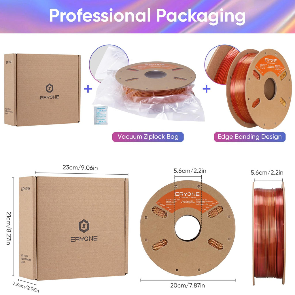 ERYONE Silk Filament PLA+ 1.75mm Shiny 3D Printer Filament, Multicolor PLA 4 in 1, 1kg (2.2LBS)/Spool, HS Silk Quadruple Color Aurora Dream (Teal Green & Violet & Electric Pink & Indigo) - The misfit market
