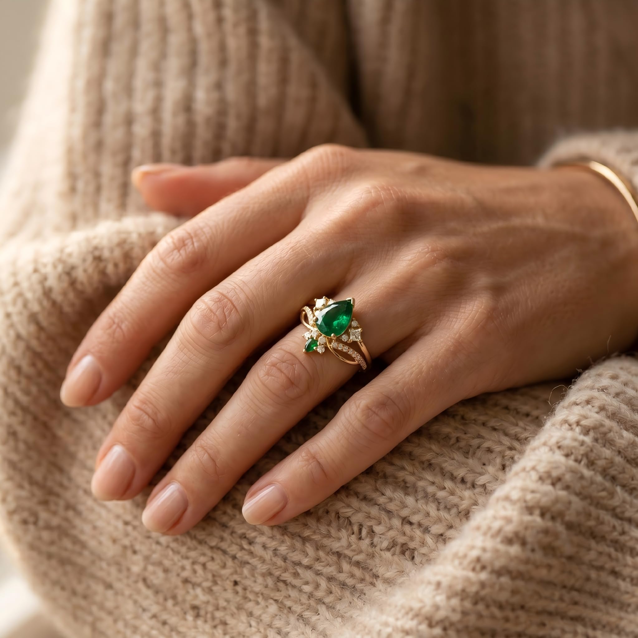 Emerald Ring For Women One To Three Carat In 10K 14K Or 18K Gold May Birthstone Wedding Promise Ring Free Engraving - The misfit market