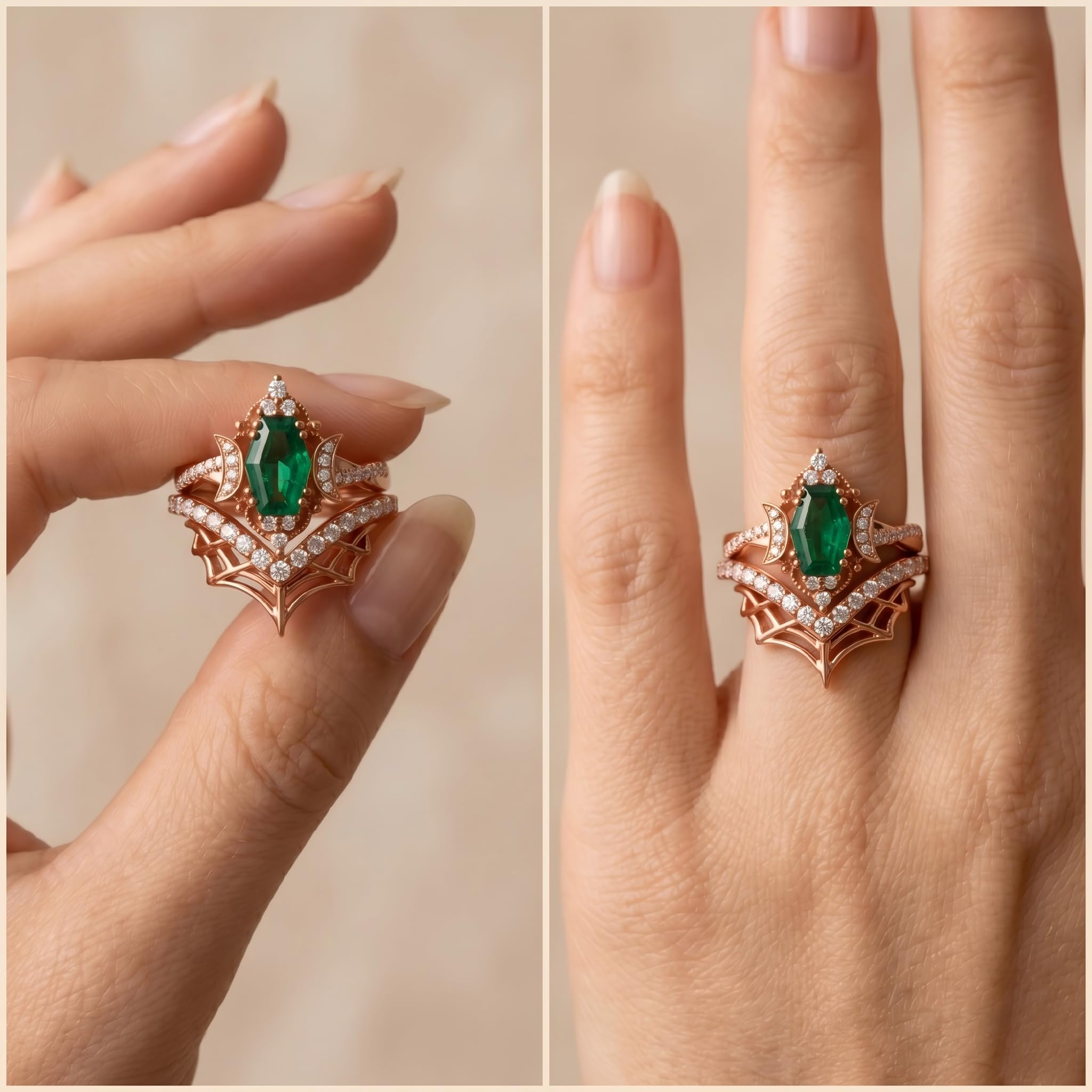 Emerald Ring For Women One To Three Carat In 10K 14K Or 18K Gold May Birthstone Wedding Promise Ring Free Engraving - The misfit market