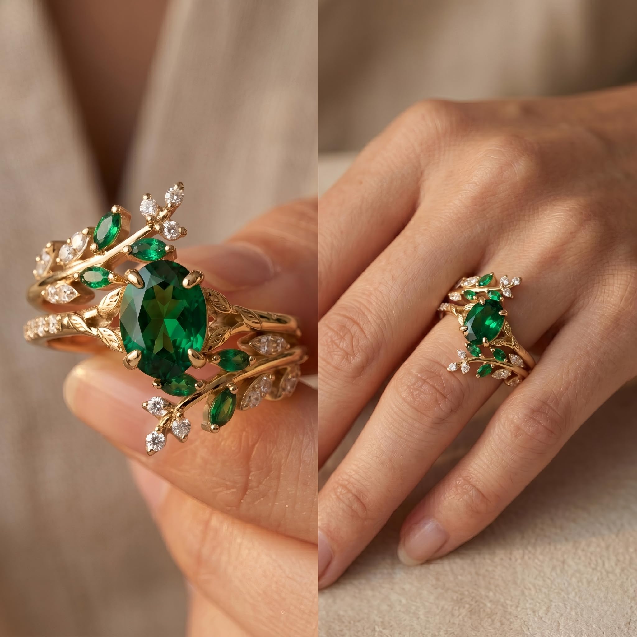 Emerald Ring For Women One To Three Carat In 10K 14K Or 18K Gold May Birthstone Wedding Promise Ring Free Engraving - The misfit market