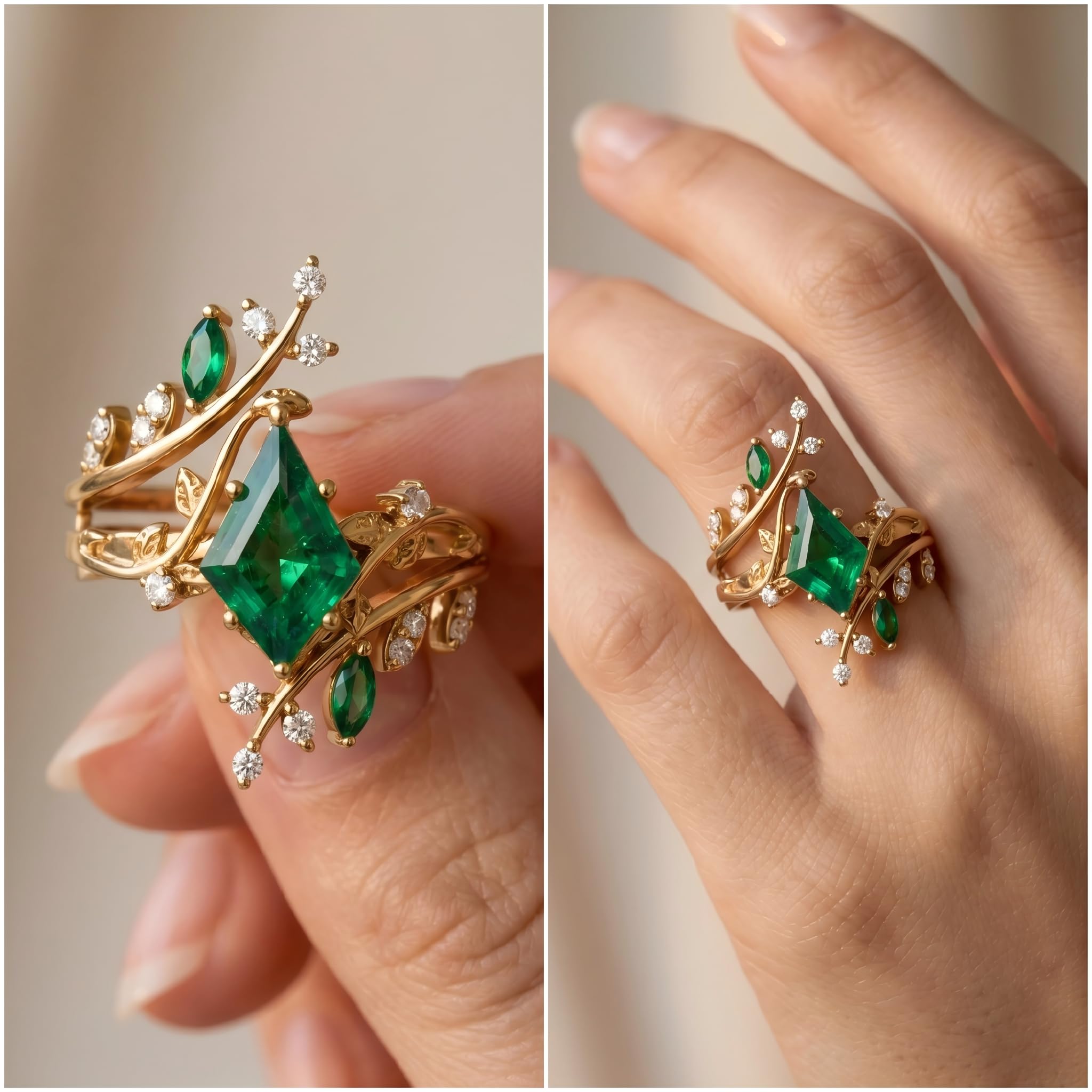 Emerald Ring For Women One To Three Carat In 10K 14K Or 18K Gold May Birthstone Wedding Promise Ring Free Engraving - The misfit market