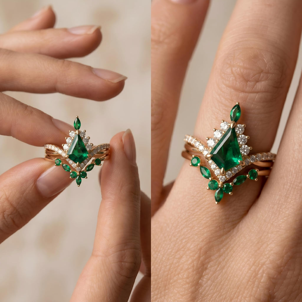 Emerald Ring For Women One To Three Carat In 10K 14K Or 18K Gold May Birthstone Wedding Promise Ring Free Engraving - The misfit market