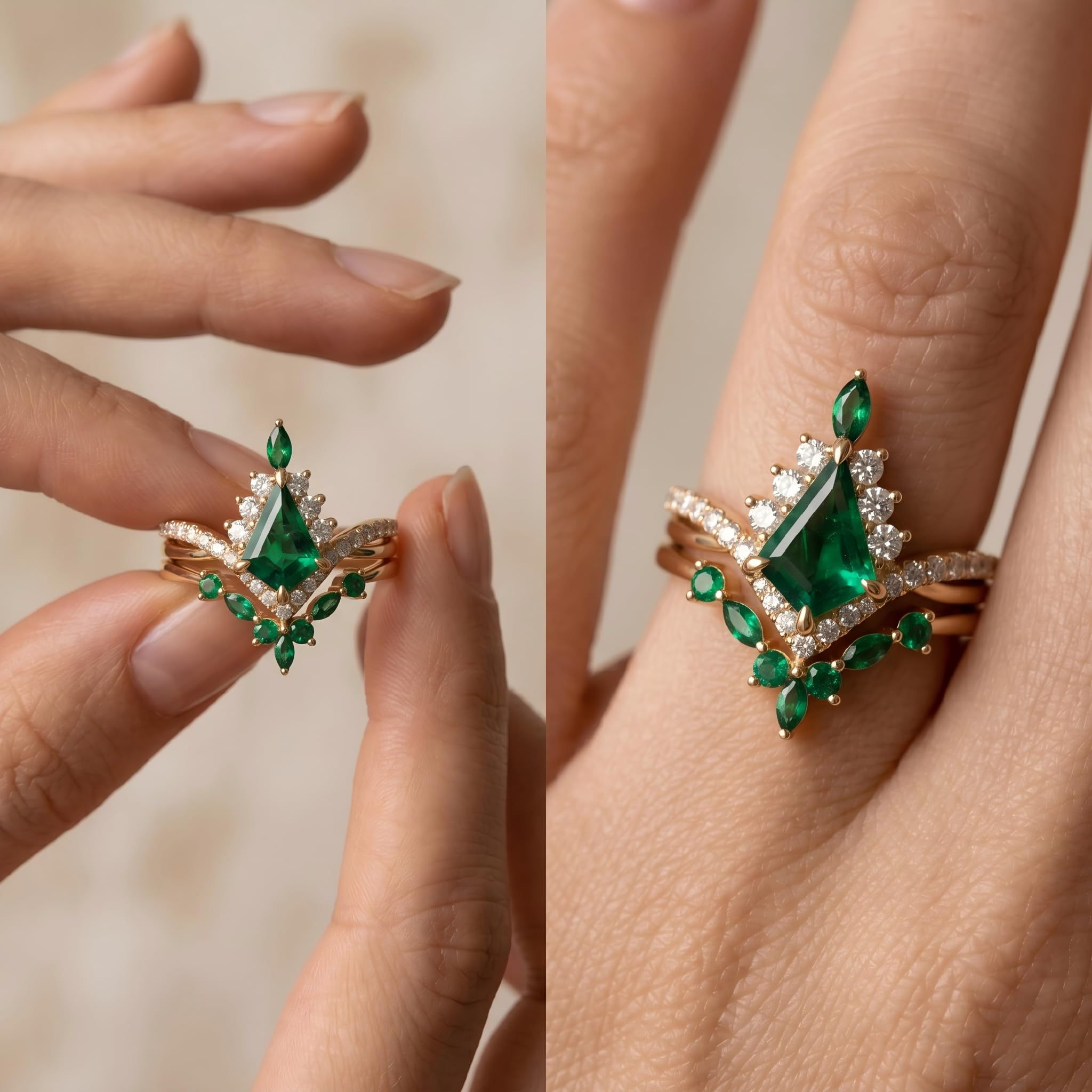 Emerald Ring For Women One To Three Carat In 10K 14K Or 18K Gold May Birthstone Wedding Promise Ring Free Engraving - The misfit market