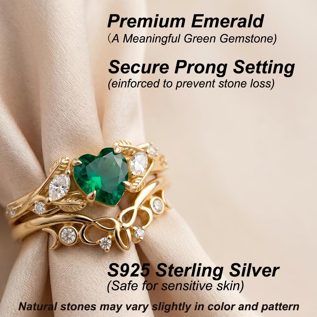 Emerald Ring For Women One To Three Carat In 10K 14K Or 18K Gold May Birthstone Wedding Promise Ring Free Engraving - The misfit market