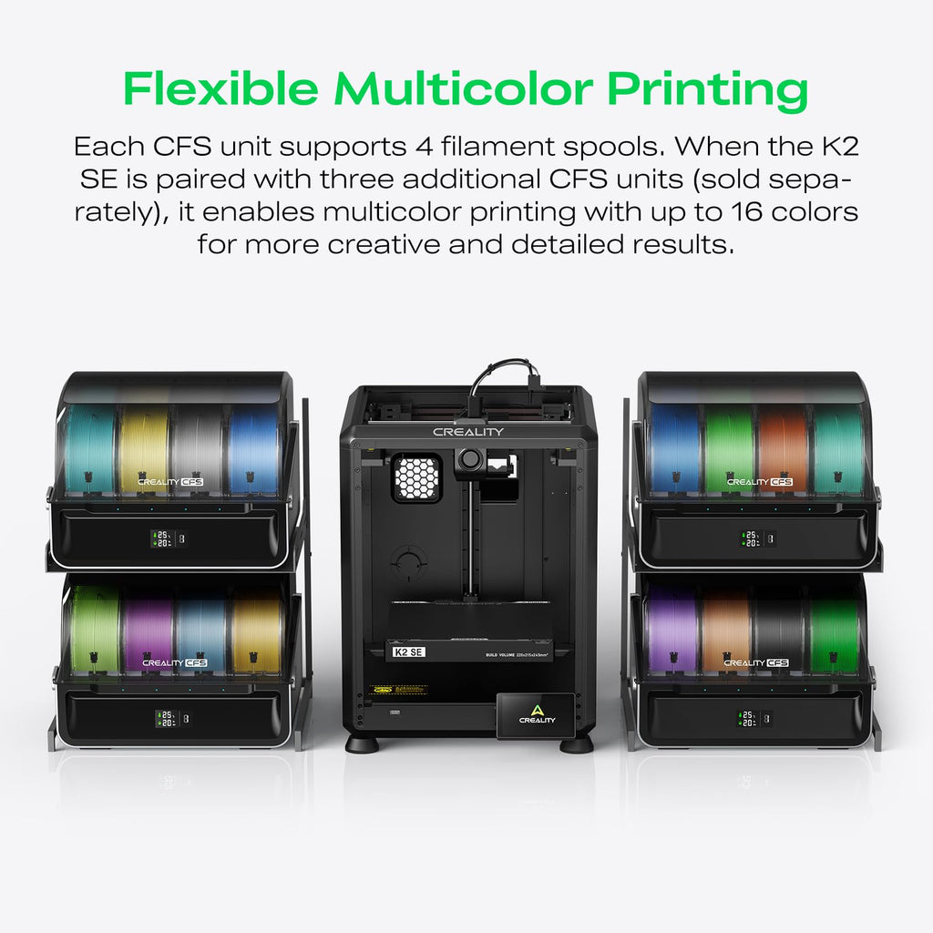 Creality K2 SE 3D Printer, 500mm/s High-Speed Printing, Support Multi Color 3D Printing Needs CFS, Solid Metal Build, Auto Leveling, Direct Drive Extruder, Quick-Swap Nozzle, 220×215×245mm Print Size - The misfit market