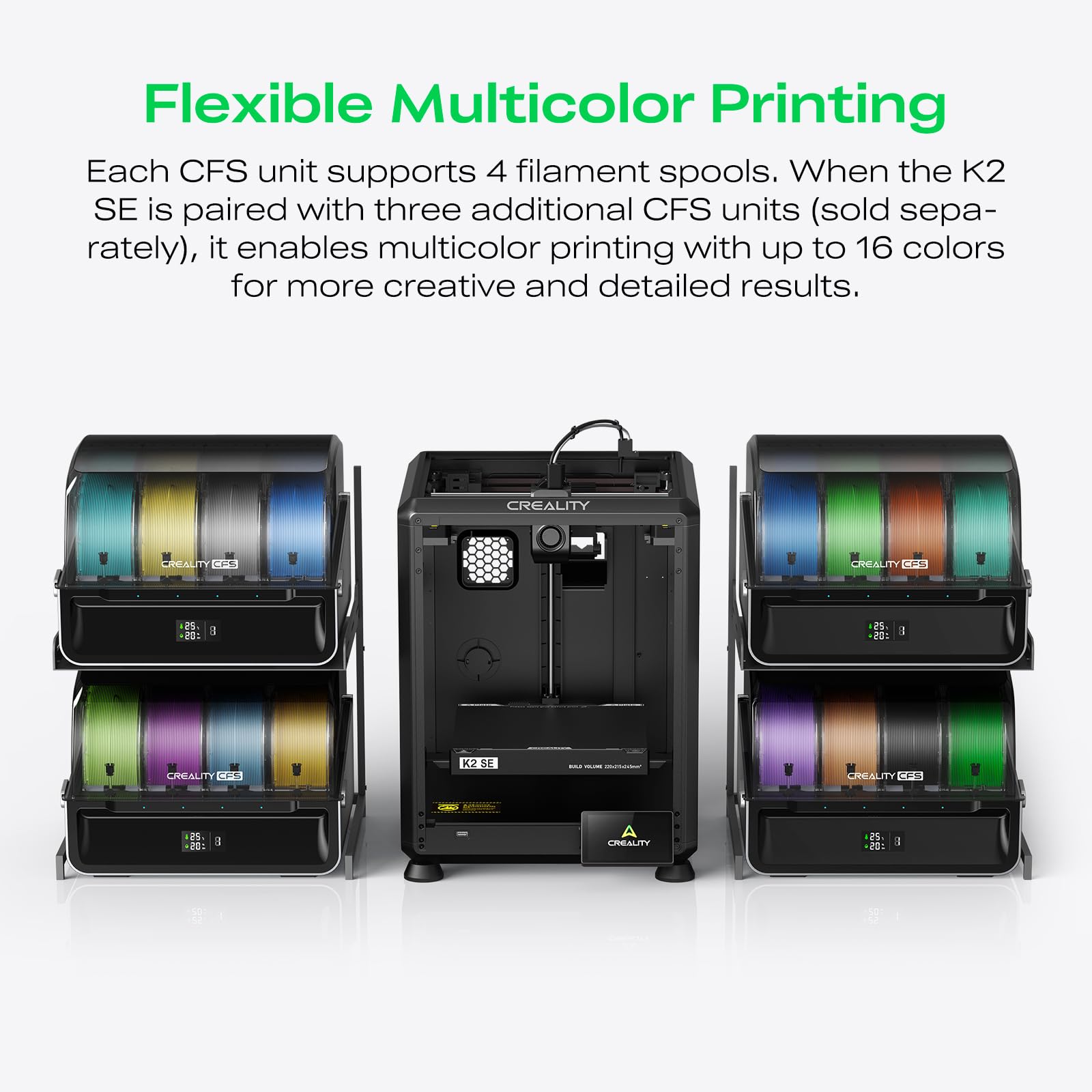 Creality K2 SE 3D Printer, 500mm/s High-Speed Printing, Support Multi Color 3D Printing Needs CFS, Solid Metal Build, Auto Leveling, Direct Drive Extruder, Quick-Swap Nozzle, 220×215×245mm Print Size - The misfit market
