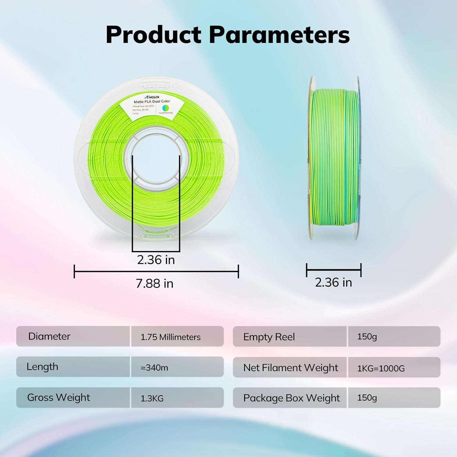 PLA Matte Dual Filament 1.75mm, 1KG/2.2LB - The misfit market