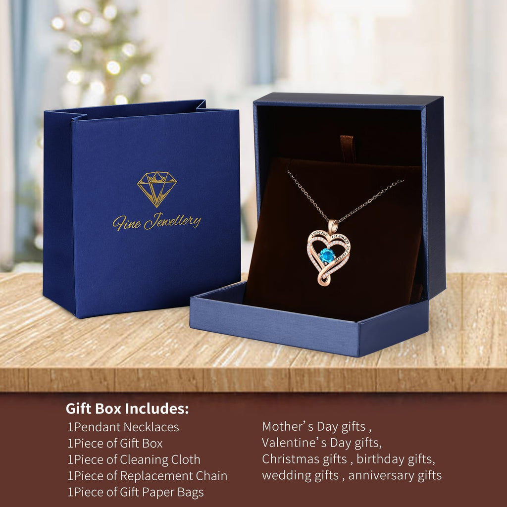 Infinity Love Heart Birthstone Necklace for Women Wife, S925 Sterling Silver Anniversary for Women Wife Birthday Gift for Her Girlfriend Mom Daughters, I Love You Women's Jewelry 18k Rose Gold Filled - The misfit market