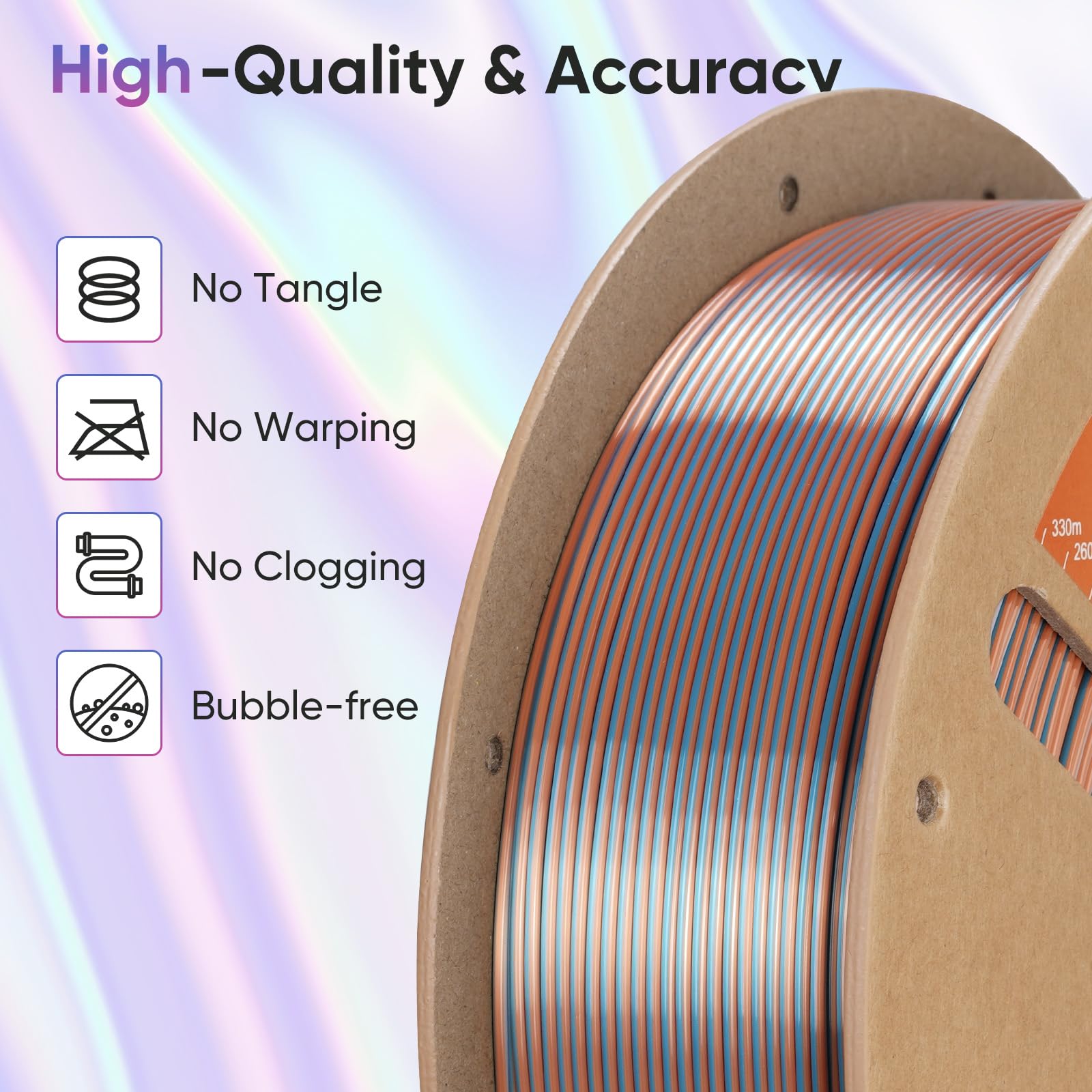 ERYONE Silk Filament PLA+ 1.75mm Shiny 3D Printer Filament, Multicolor PLA 4 in 1, 1kg (2.2LBS)/Spool, HS Silk Quadruple Color Aurora Dream (Teal Green & Violet & Electric Pink & Indigo) - The misfit market