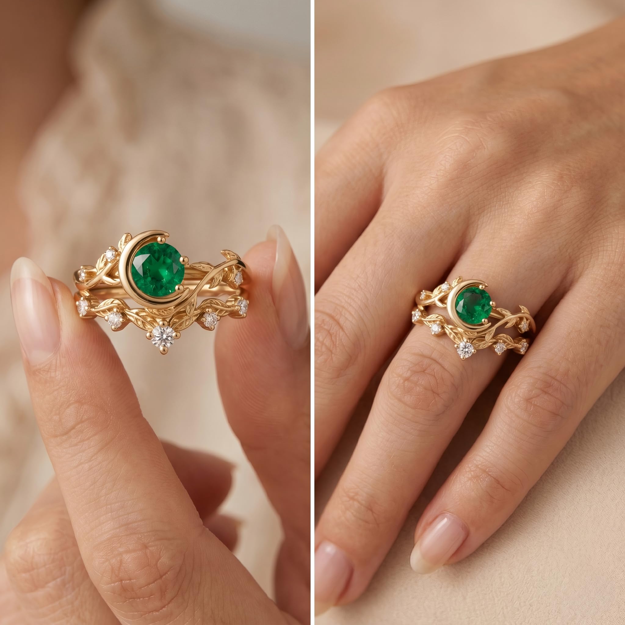 Emerald Ring For Women One To Three Carat In 10K 14K Or 18K Gold May Birthstone Wedding Promise Ring Free Engraving - The misfit market