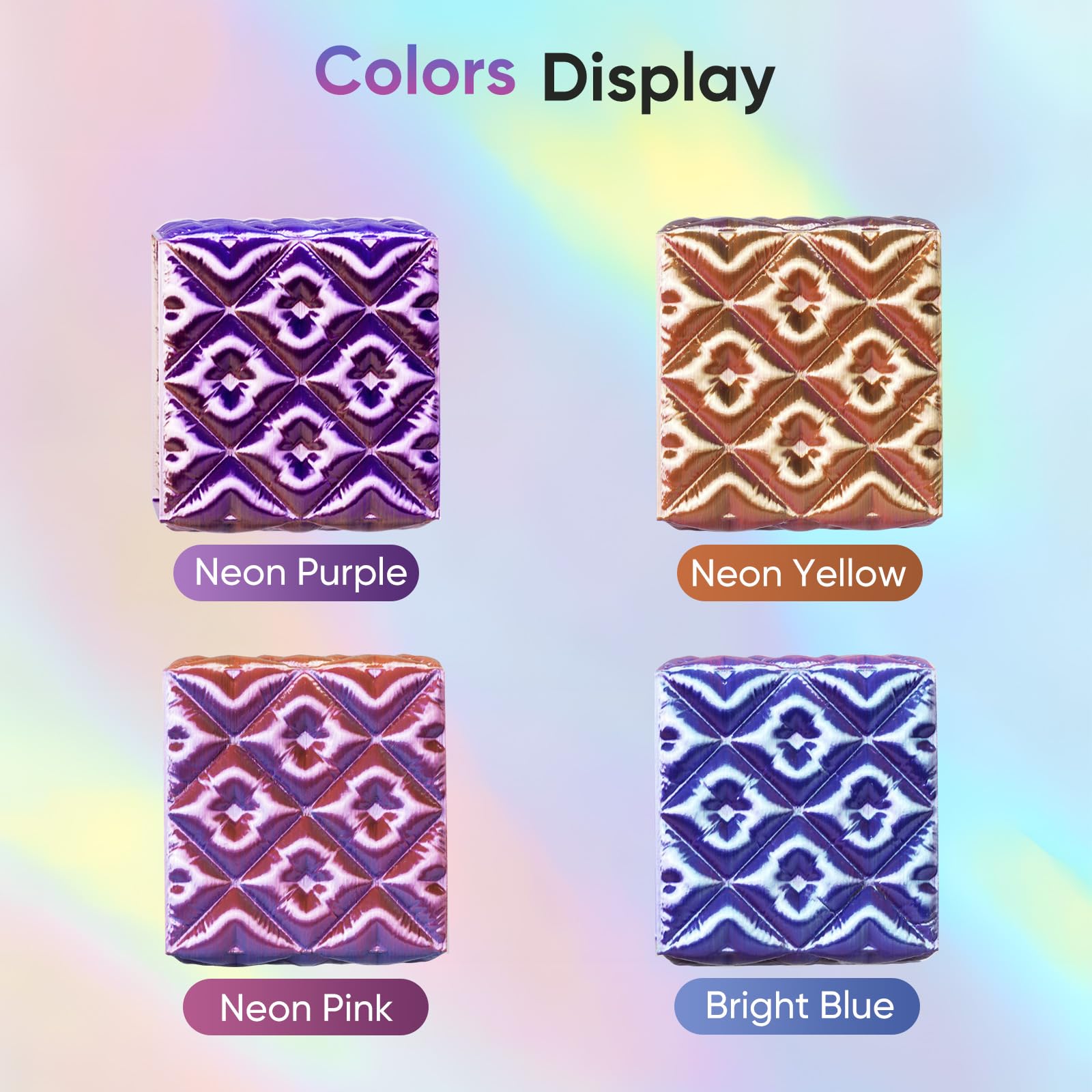 ERYONE Silk Filament PLA+ 1.75mm Shiny 3D Printer Filament, Multicolor PLA 4 in 1, 1kg (2.2LBS)/Spool, HS Silk Quadruple Color Aurora Dream (Teal Green & Violet & Electric Pink & Indigo) - The misfit market