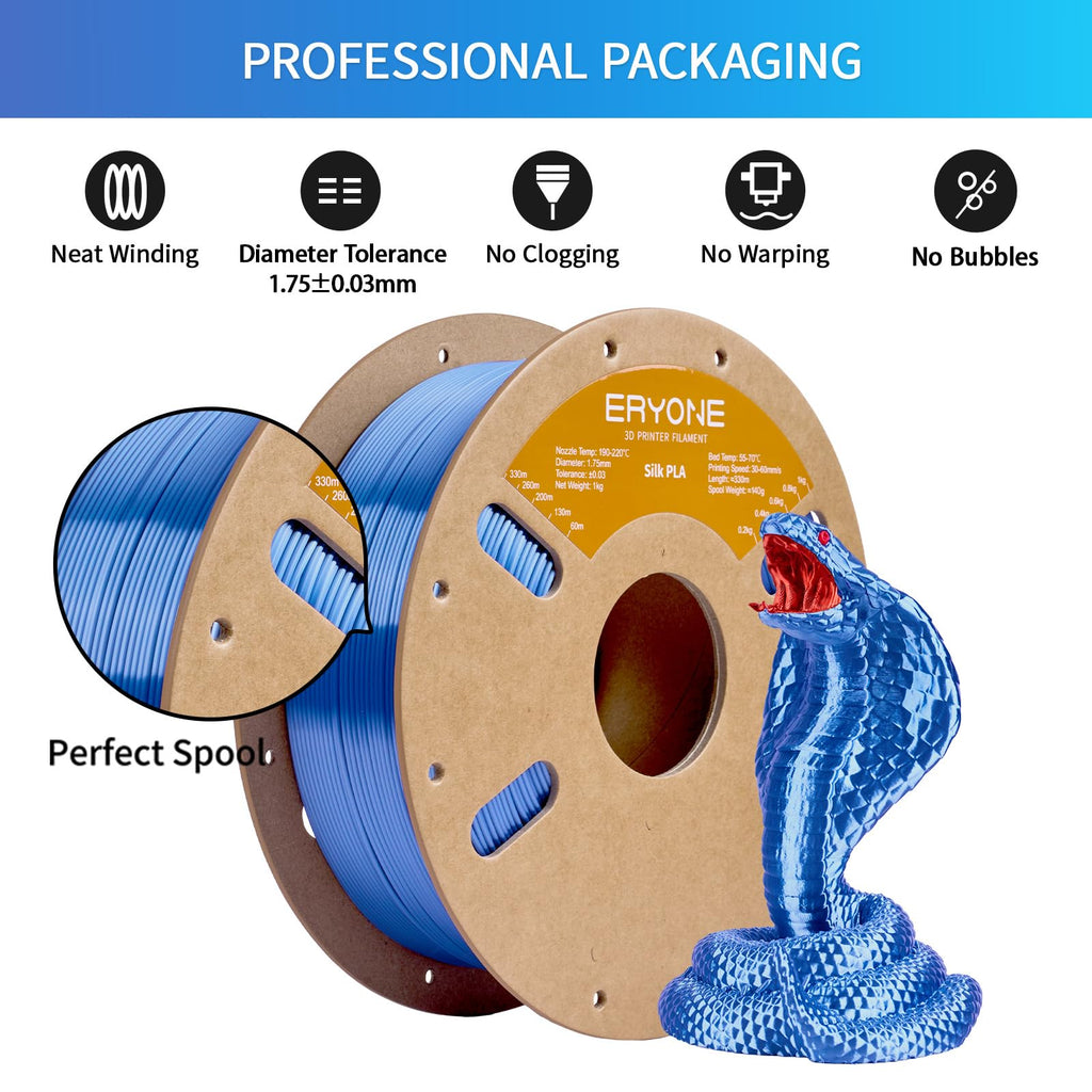 ERYONE Silk Tri Color PLA Filament 3D Printer 1.75mm +/- 0.03mm, Multicolor Filament Tricolor PLA Bundle 2KG Cardboard Spool, Red Blue Green - The misfit market
