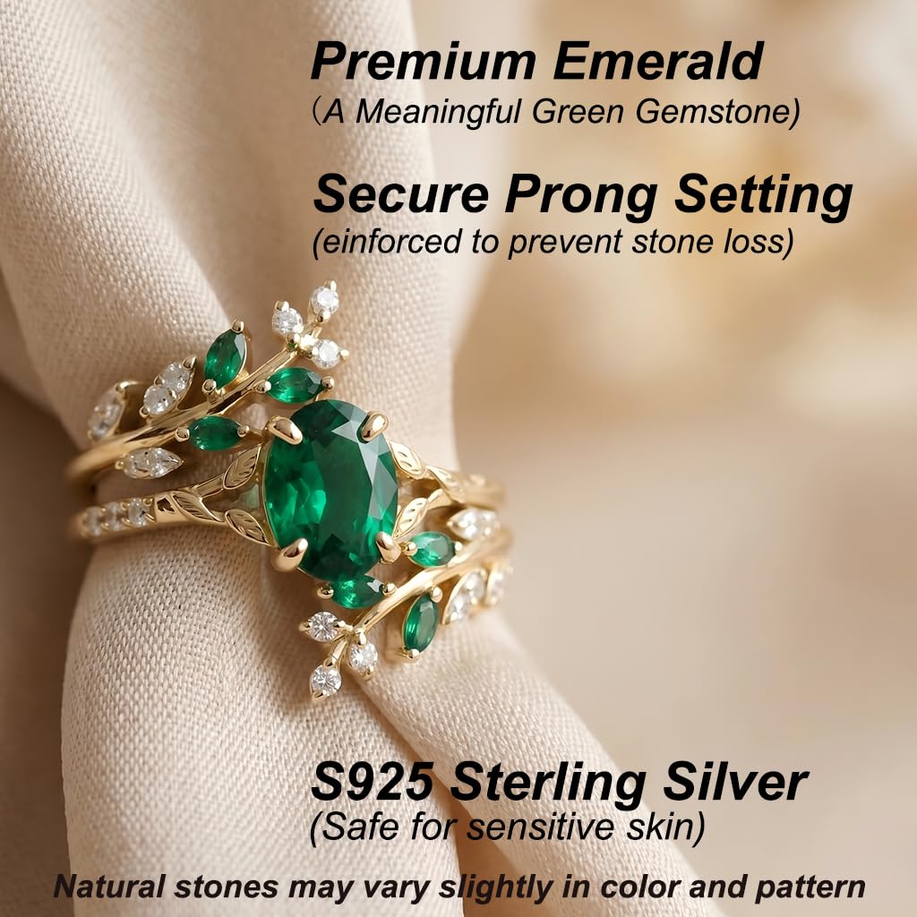Emerald Ring For Women One To Three Carat In 10K 14K Or 18K Gold May Birthstone Wedding Promise Ring Free Engraving - The misfit market