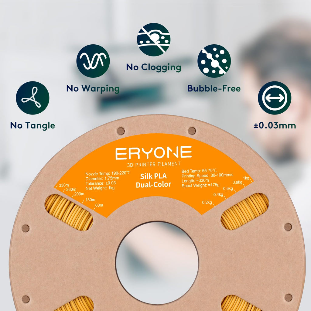 ERYONE Silk Tri Color PLA Filament 3D Printer 1.75mm +/- 0.03mm, Multicolor Filament Tricolor PLA Bundle 2KG Cardboard Spool, Red Blue Green - The misfit market