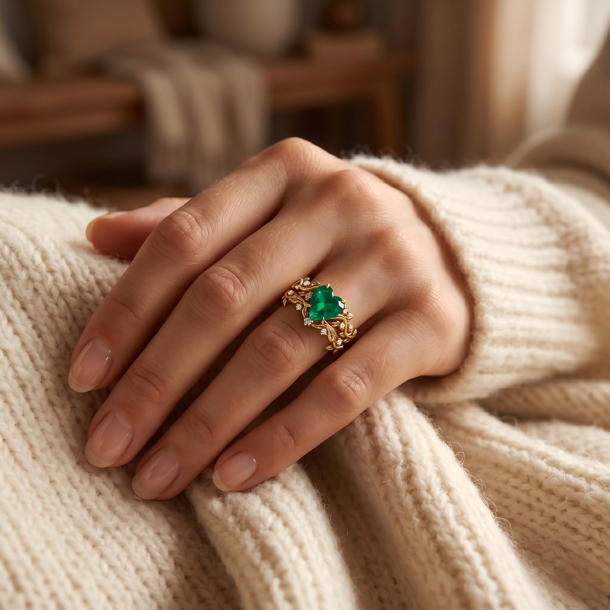 Emerald Ring For Women One To Three Carat In 10K 14K Or 18K Gold May Birthstone Wedding Promise Ring Free Engraving - The misfit market