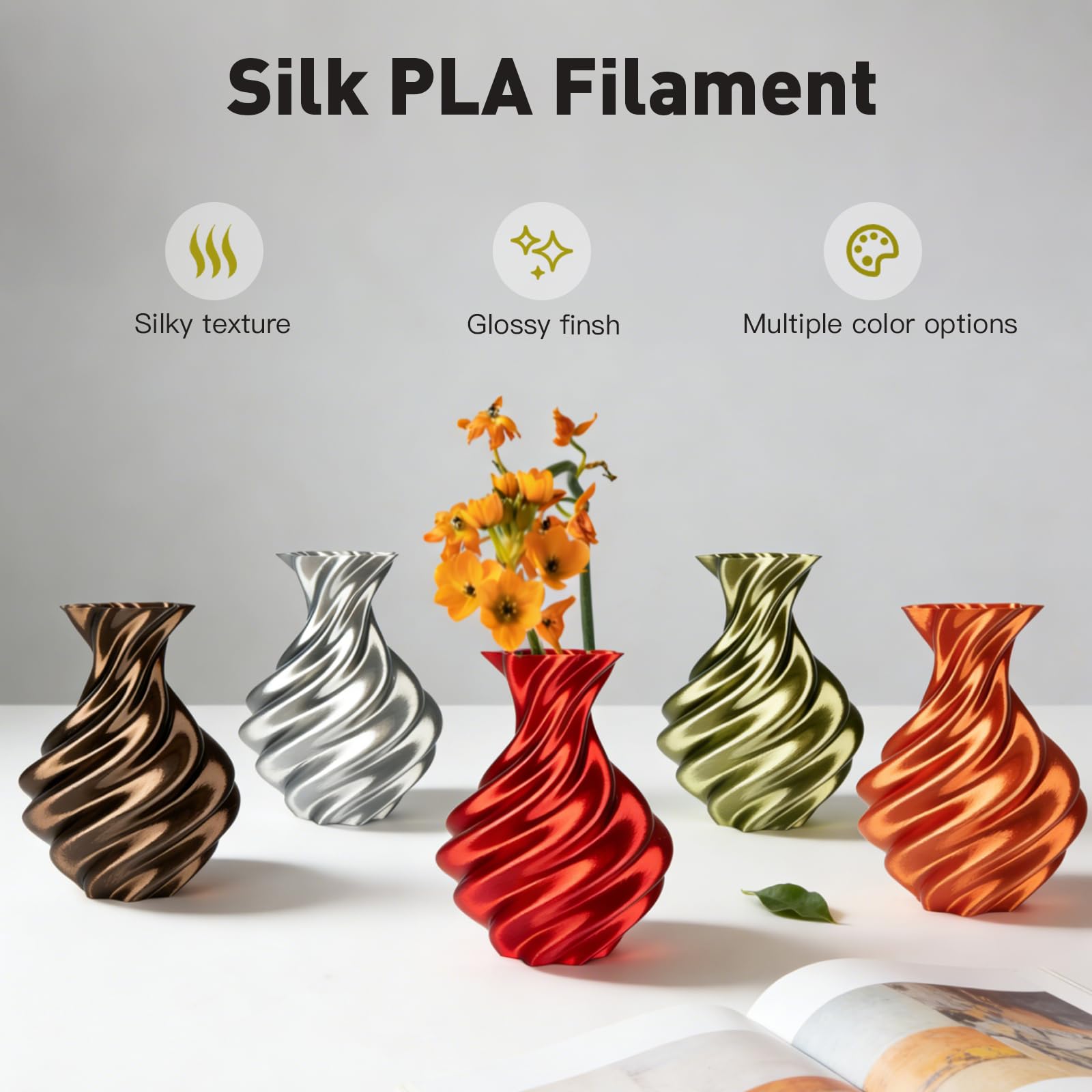 ERYONE Silk Filament PLA+ 1.75mm Shiny 3D Printer Filament, Multicolor PLA 4 in 1, 1kg (2.2LBS)/Spool, HS Silk Quadruple Color Aurora Dream (Teal Green & Violet & Electric Pink & Indigo) - The misfit market