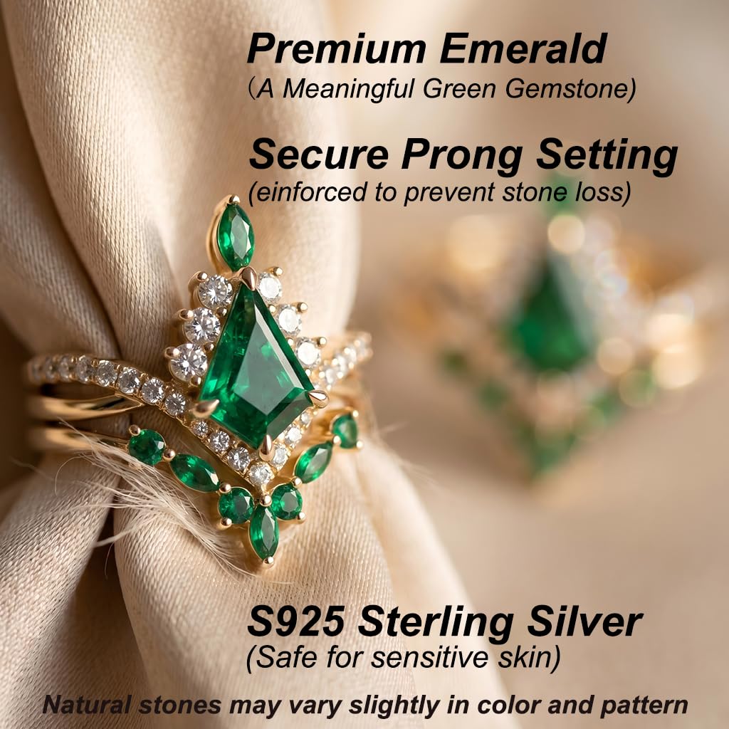 Emerald Ring For Women One To Three Carat In 10K 14K Or 18K Gold May Birthstone Wedding Promise Ring Free Engraving - The misfit market