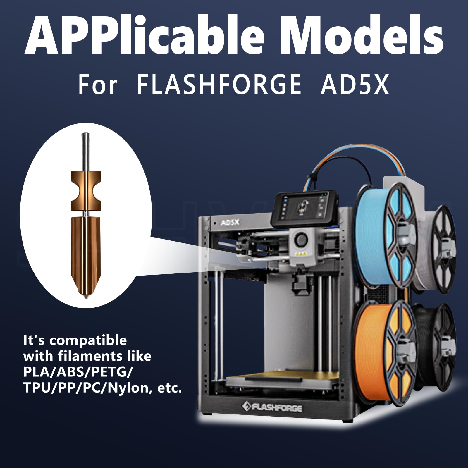 New Upgraded 0.25M Hotend Kit for Flashforge AD5X Nozzle, All Metal 3s Quick-Detachable Nozzle kit,HTR 550°C Hardened Steel Nozzle Wear-Resistant,32mm³/s High Flow,600mm/s High-Speed AD5X Parts - The misfit market