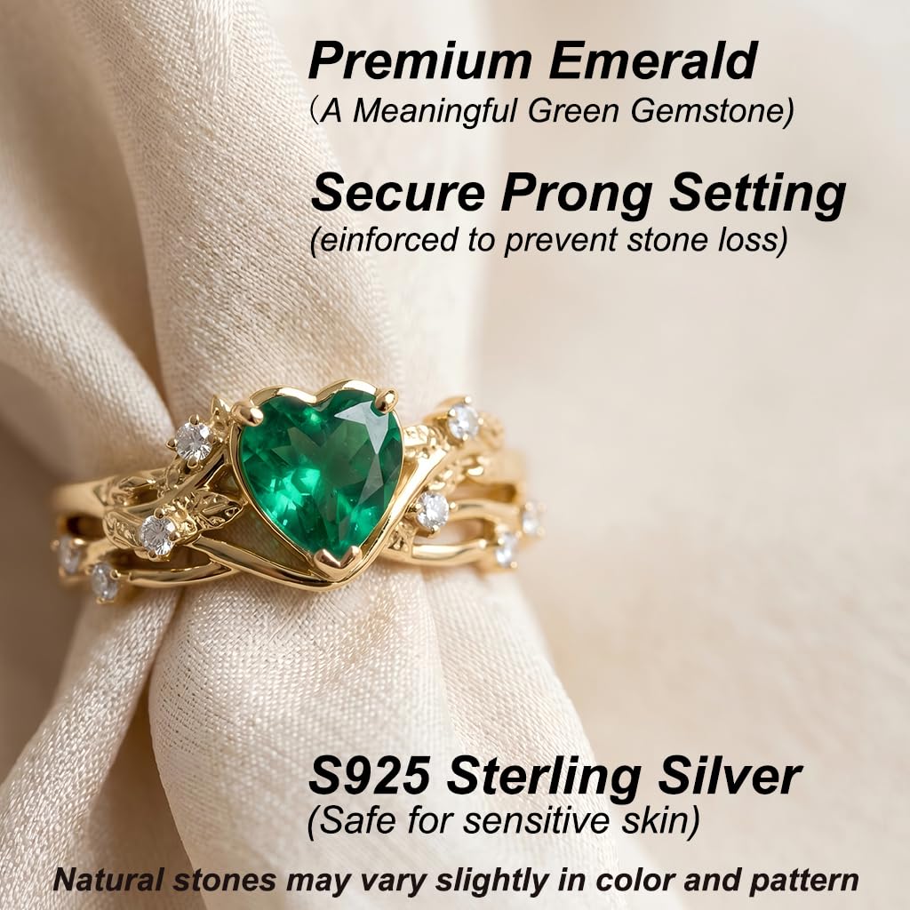 Emerald Ring For Women One To Three Carat In 10K 14K Or 18K Gold May Birthstone Wedding Promise Ring Free Engraving - The misfit market