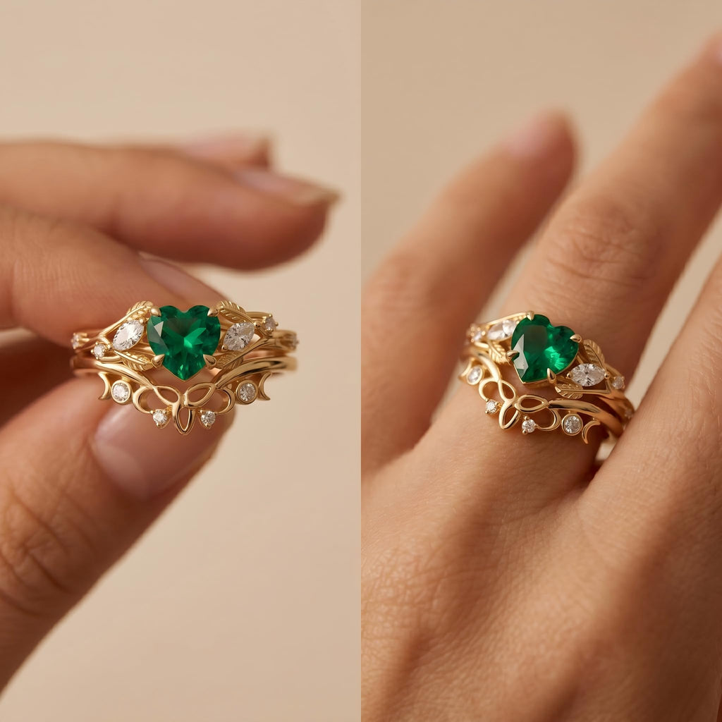 Emerald Ring For Women One To Three Carat In 10K 14K Or 18K Gold May Birthstone Wedding Promise Ring Free Engraving - The misfit market
