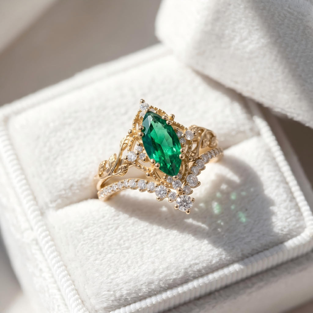 Emerald Ring For Women One To Three Carat In 10K 14K Or 18K Gold May Birthstone Wedding Promise Ring Free Engraving - The misfit market