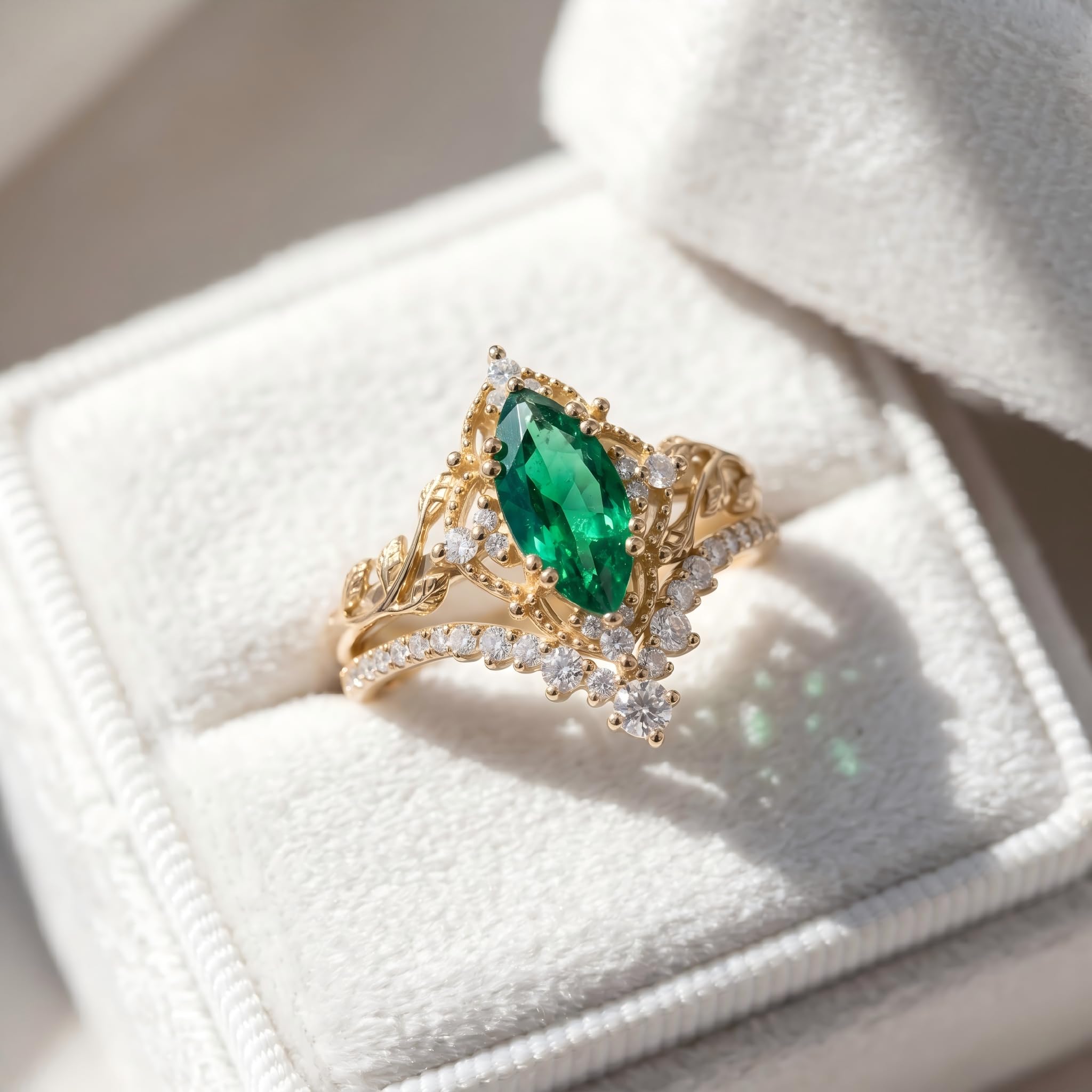 Emerald Ring For Women One To Three Carat In 10K 14K Or 18K Gold May Birthstone Wedding Promise Ring Free Engraving - The misfit market