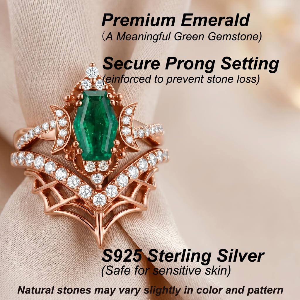 Emerald Ring For Women One To Three Carat In 10K 14K Or 18K Gold May Birthstone Wedding Promise Ring Free Engraving - The misfit market