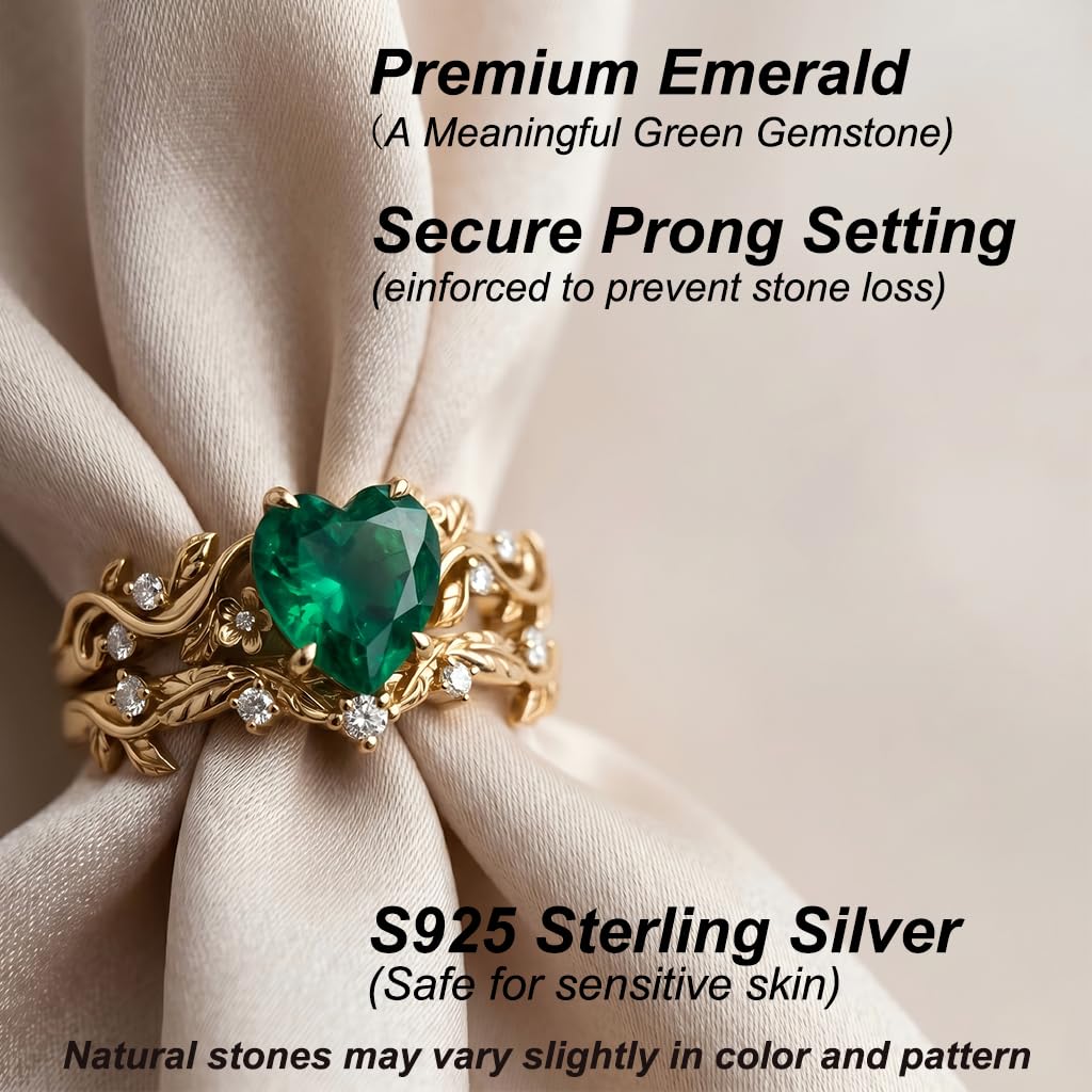Emerald Ring For Women One To Three Carat In 10K 14K Or 18K Gold May Birthstone Wedding Promise Ring Free Engraving - The misfit market