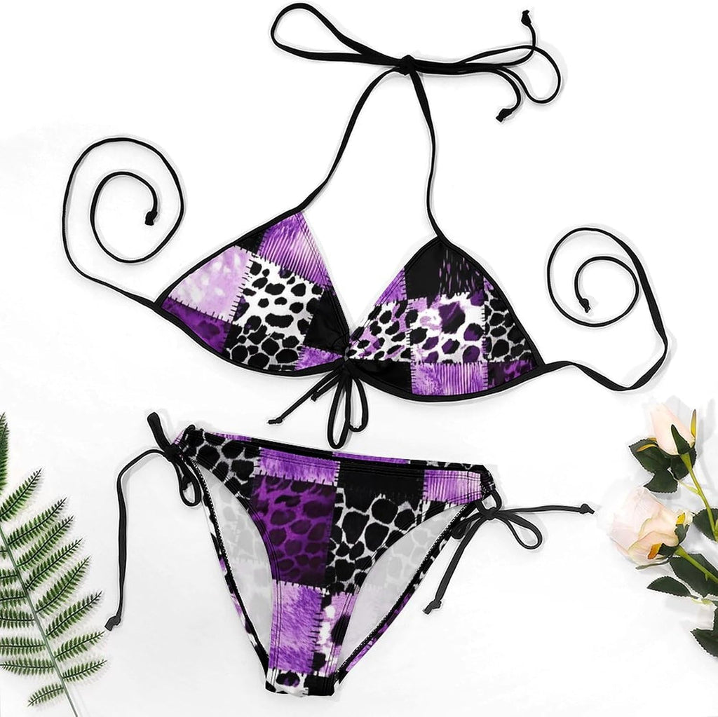 Womens Bikini Set Two Piece Swimsuit Halter String Triangle Detachable Bra Small