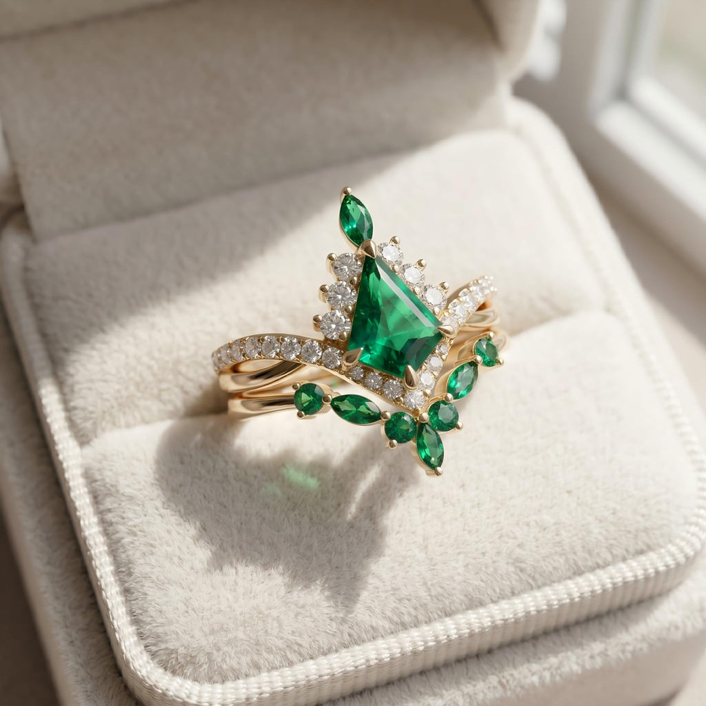 Emerald Ring For Women One To Three Carat In 10K 14K Or 18K Gold May Birthstone Wedding Promise Ring Free Engraving - The misfit market