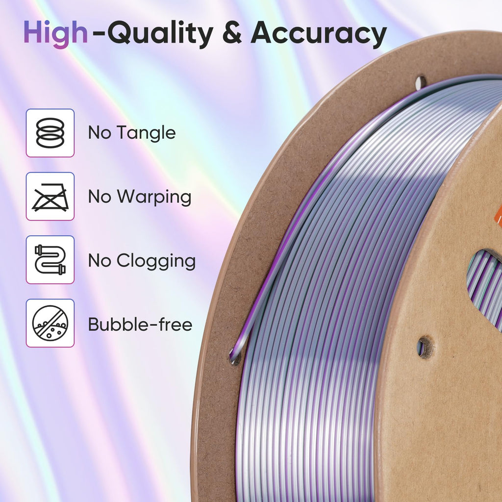 ERYONE Silk Filament PLA+ 1.75mm Shiny 3D Printer Filament, Multicolor PLA 4 in 1, 1kg (2.2LBS)/Spool, HS Silk Quadruple Color Aurora Dream (Teal Green & Violet & Electric Pink & Indigo) - The misfit market