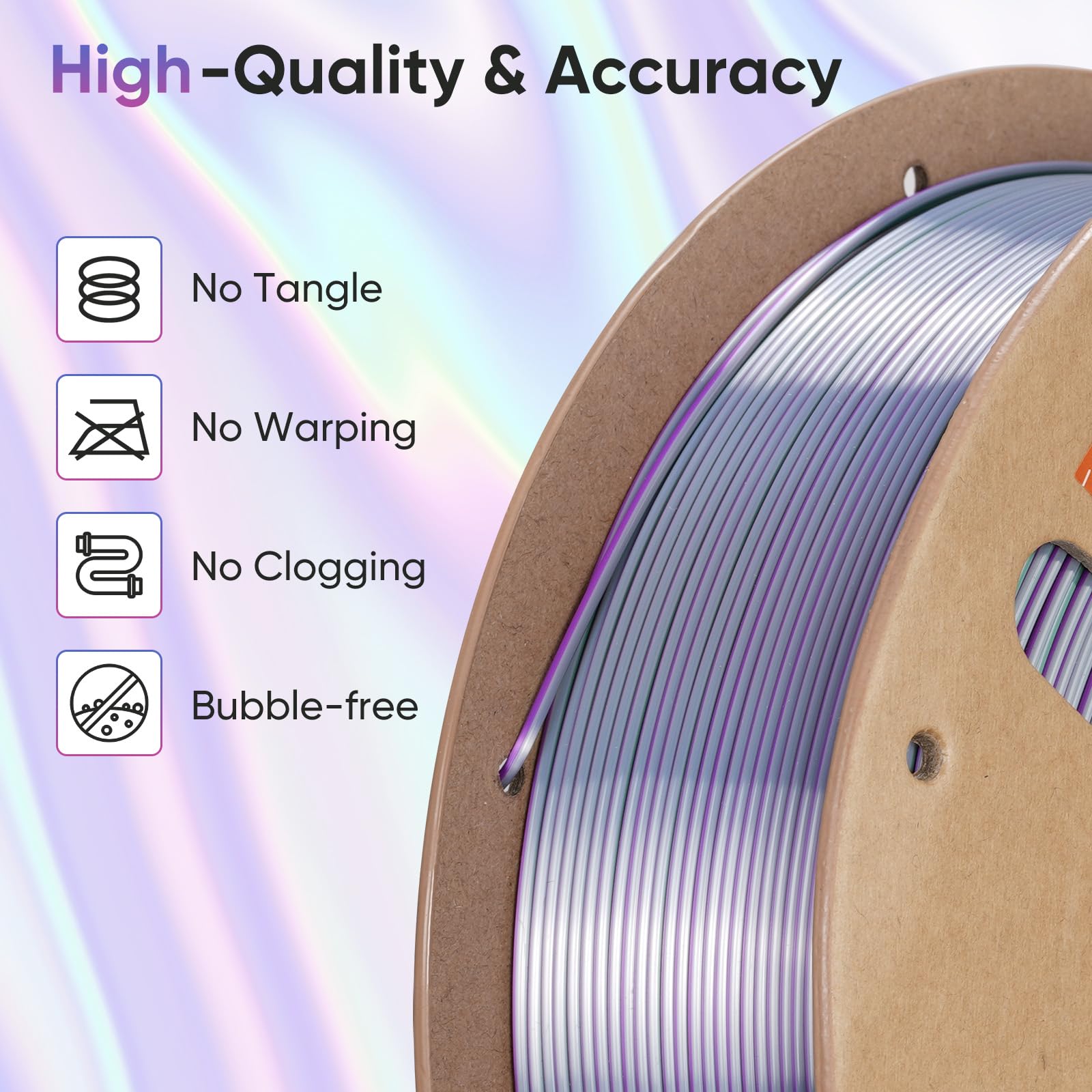 ERYONE Silk Filament PLA+ 1.75mm Shiny 3D Printer Filament, Multicolor PLA 4 in 1, 1kg (2.2LBS)/Spool, HS Silk Quadruple Color Aurora Dream (Teal Green & Violet & Electric Pink & Indigo) - The misfit market