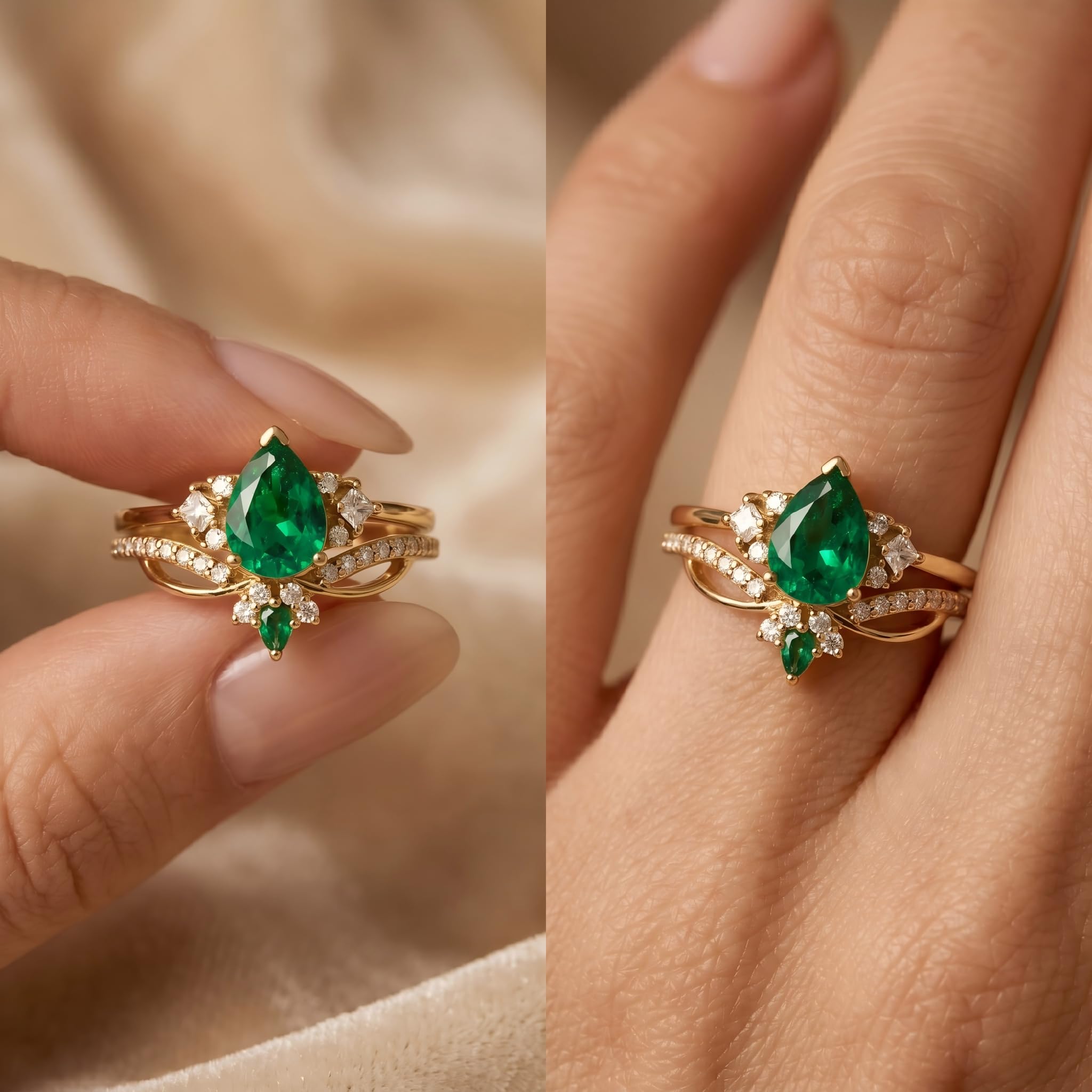 Emerald Ring For Women One To Three Carat In 10K 14K Or 18K Gold May Birthstone Wedding Promise Ring Free Engraving - The misfit market