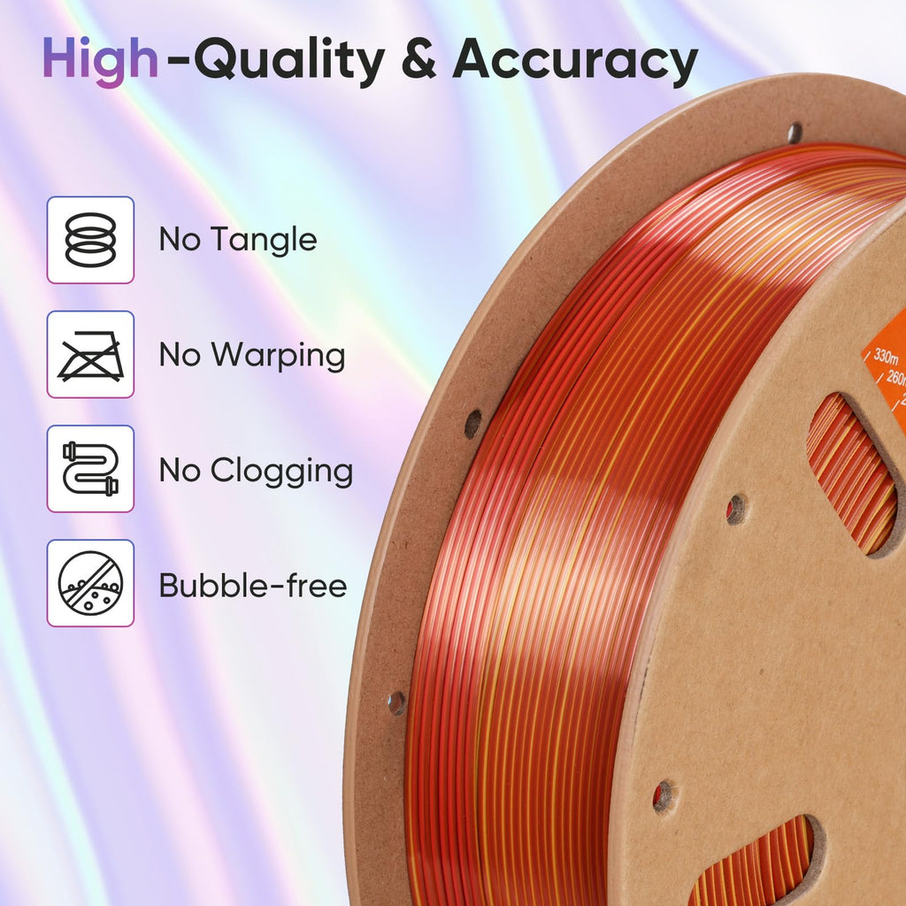 ERYONE Silk Filament PLA+ 1.75mm Shiny 3D Printer Filament, Multicolor PLA 4 in 1, 1kg (2.2LBS)/Spool, HS Silk Quadruple Color Aurora Dream (Teal Green & Violet & Electric Pink & Indigo) - The misfit market