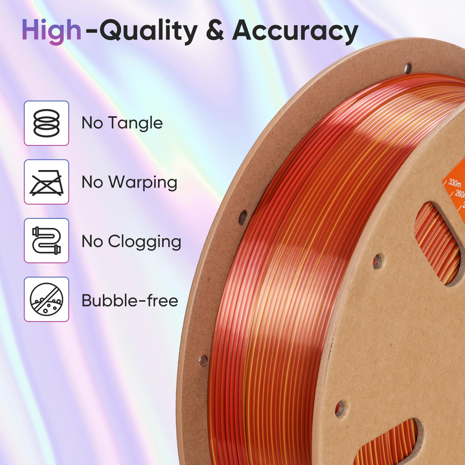 ERYONE Silk Filament PLA+ 1.75mm Shiny 3D Printer Filament, Multicolor PLA 4 in 1, 1kg (2.2LBS)/Spool, HS Silk Quadruple Color Aurora Dream (Teal Green & Violet & Electric Pink & Indigo) - The misfit market