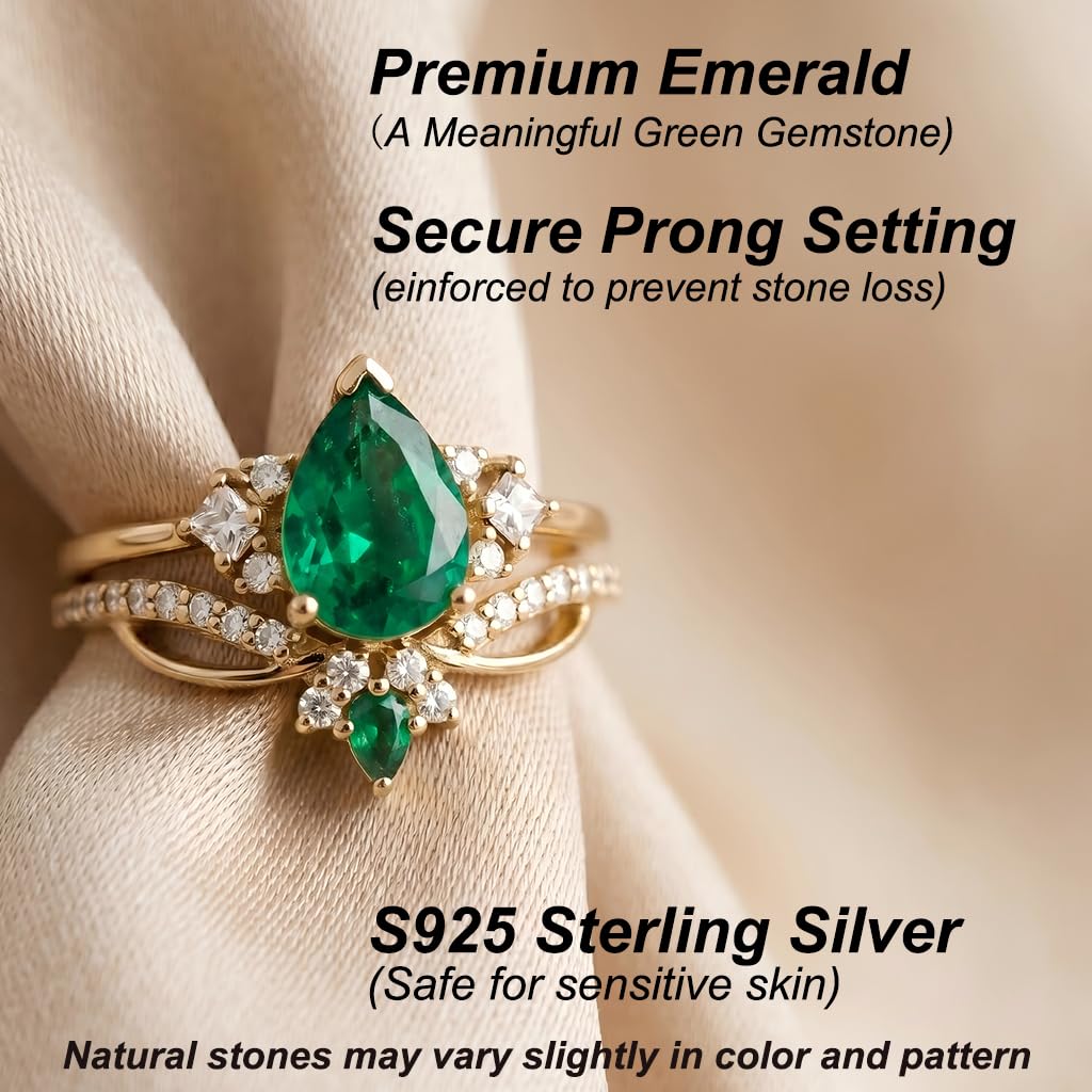 Emerald Ring For Women One To Three Carat In 10K 14K Or 18K Gold May Birthstone Wedding Promise Ring Free Engraving - The misfit market