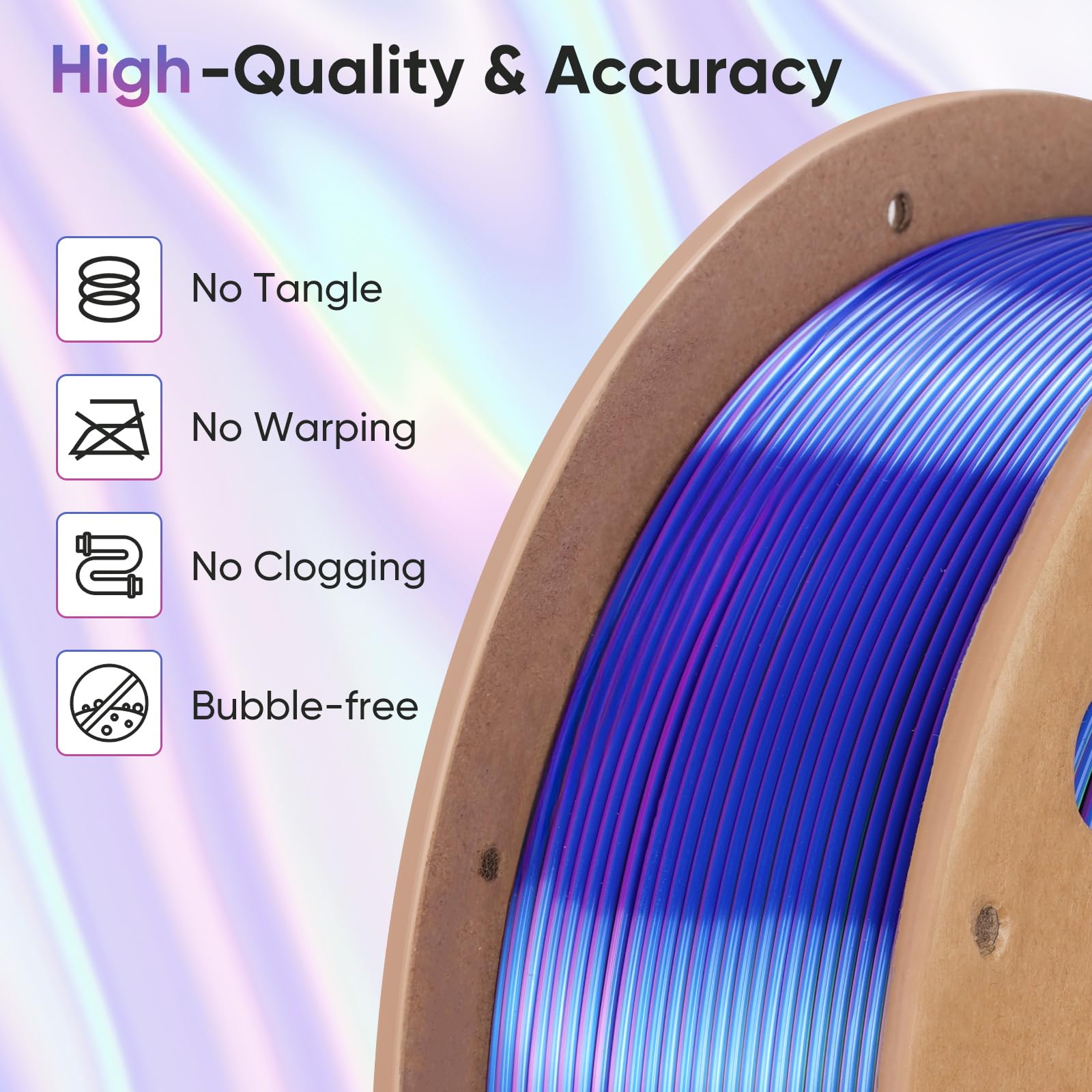 ERYONE Silk Filament PLA+ 1.75mm Shiny 3D Printer Filament, Multicolor PLA 4 in 1, 1kg (2.2LBS)/Spool, HS Silk Quadruple Color Aurora Dream (Teal Green & Violet & Electric Pink & Indigo) - The misfit market