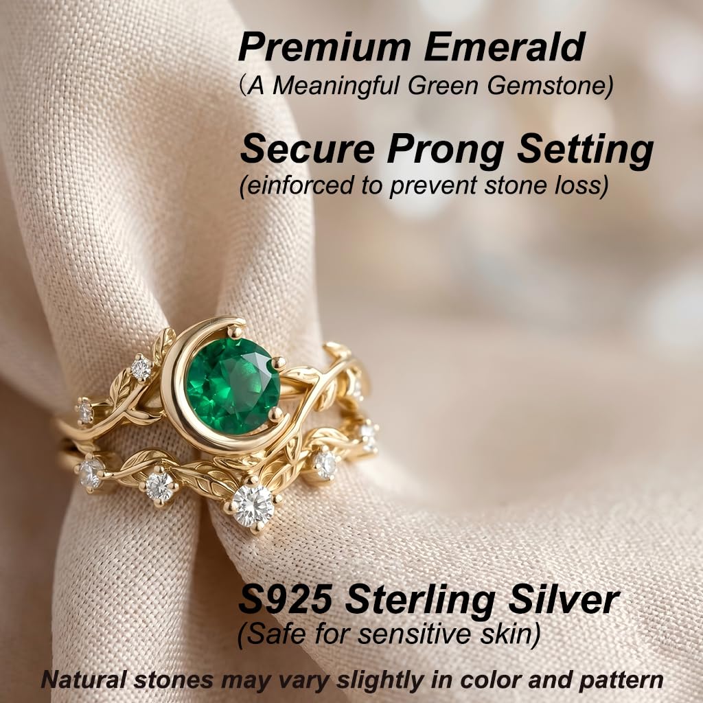Emerald Ring For Women One To Three Carat In 10K 14K Or 18K Gold May Birthstone Wedding Promise Ring Free Engraving - The misfit market