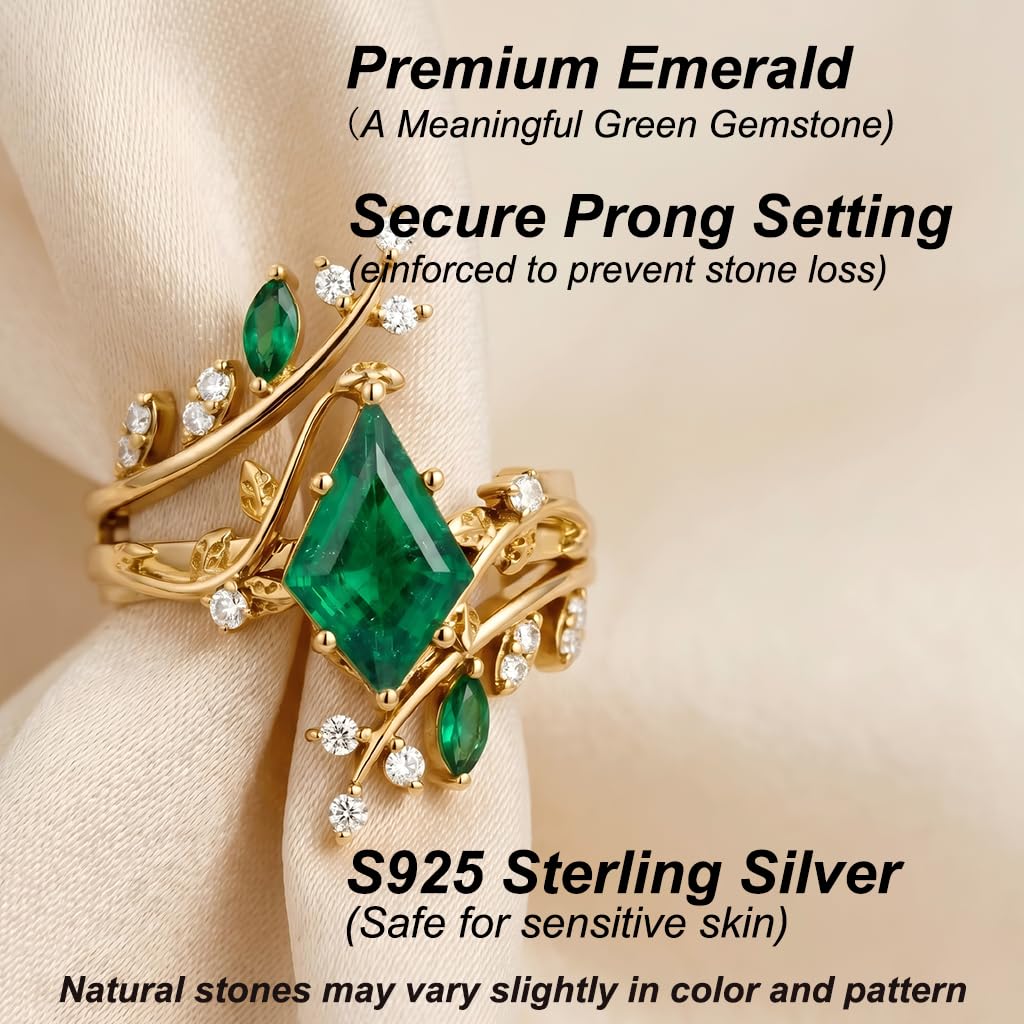 Emerald Ring For Women One To Three Carat In 10K 14K Or 18K Gold May Birthstone Wedding Promise Ring Free Engraving - The misfit market