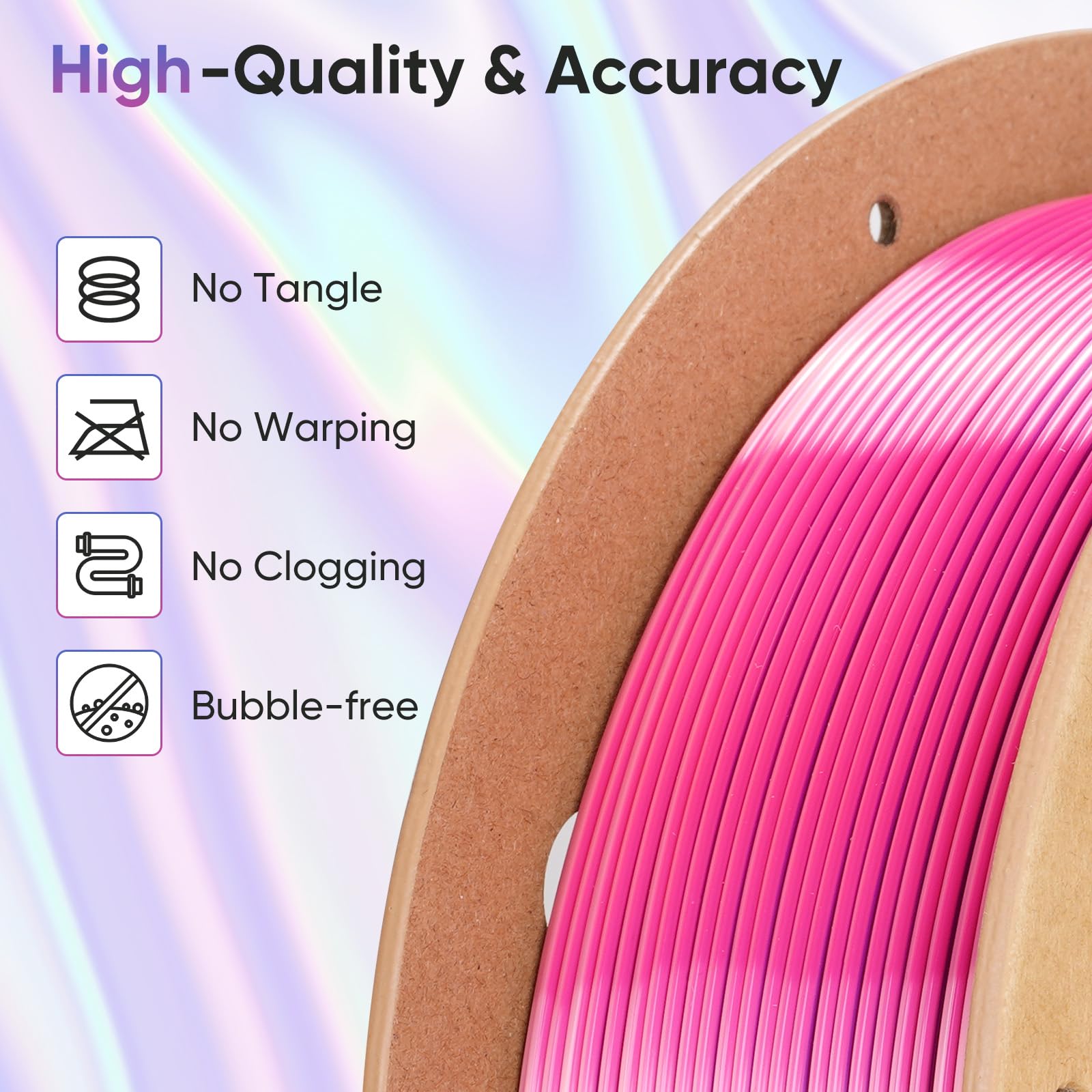 ERYONE Silk Filament PLA+ 1.75mm Shiny 3D Printer Filament, Multicolor PLA 4 in 1, 1kg (2.2LBS)/Spool, HS Silk Quadruple Color Aurora Dream (Teal Green & Violet & Electric Pink & Indigo) - The misfit market